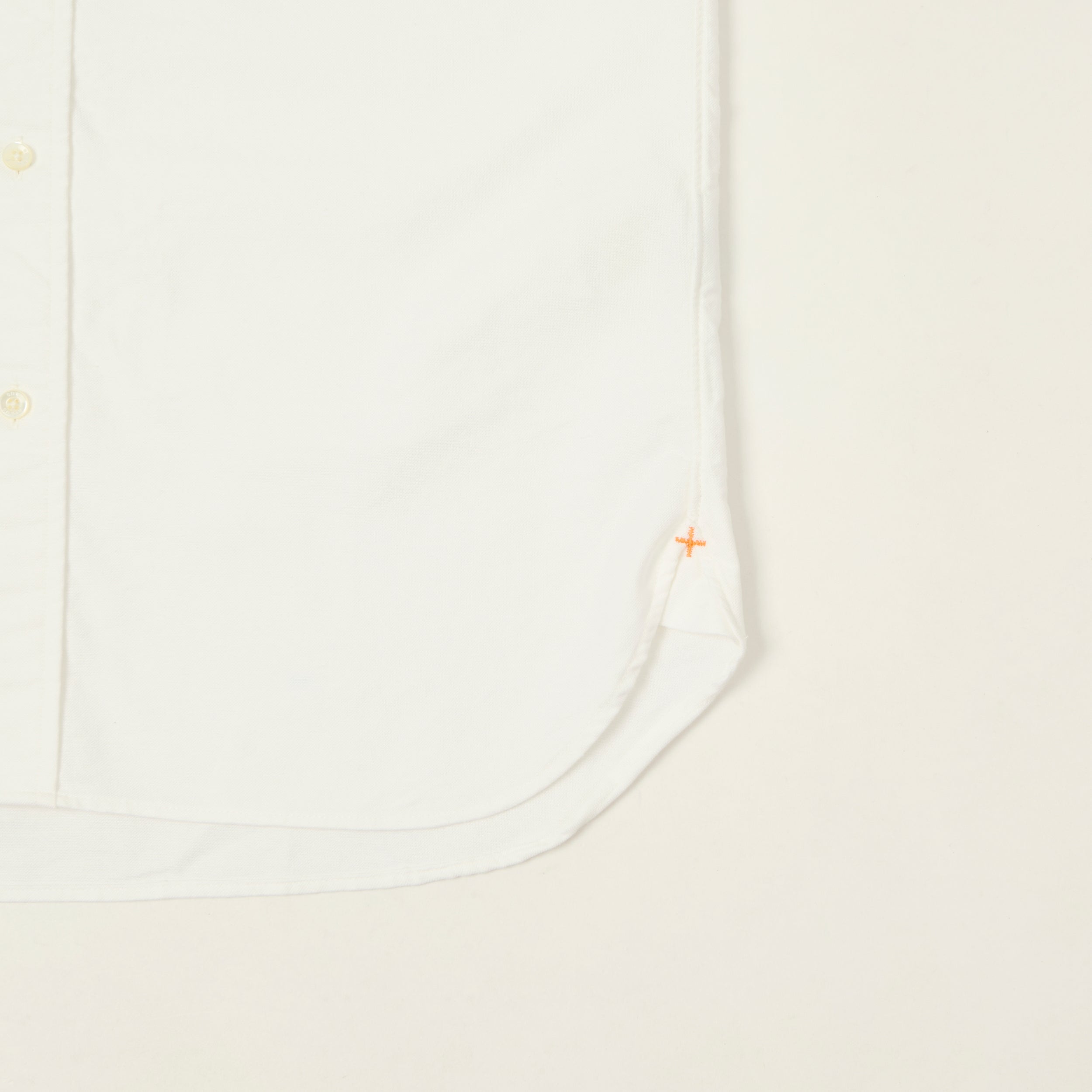 Beams Plus Button Down Short Sleeve Oxford Shirt - White