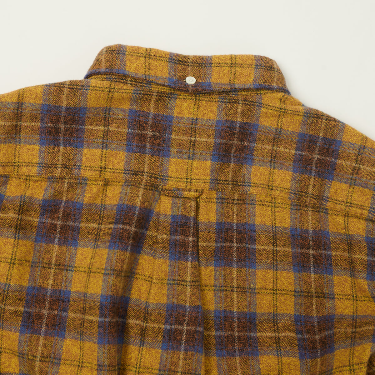 Beams Plus Button Down Herringbone Check Shirt - Mustard