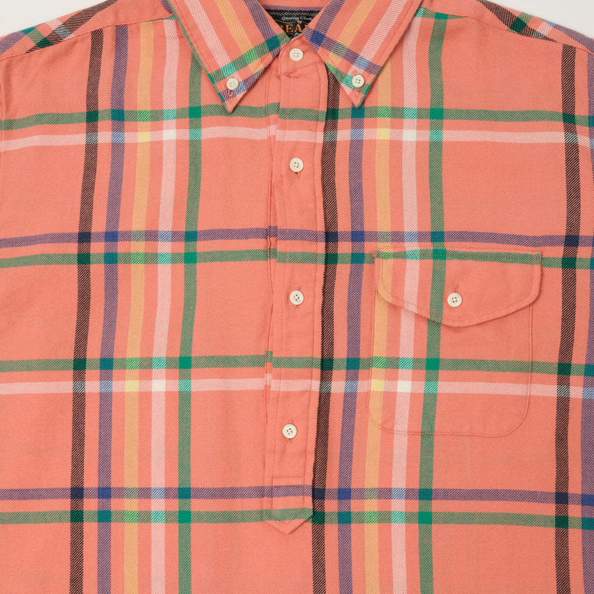 Beams Plus Indian Nel Plaid Button Down Pullover Shirt - Pink