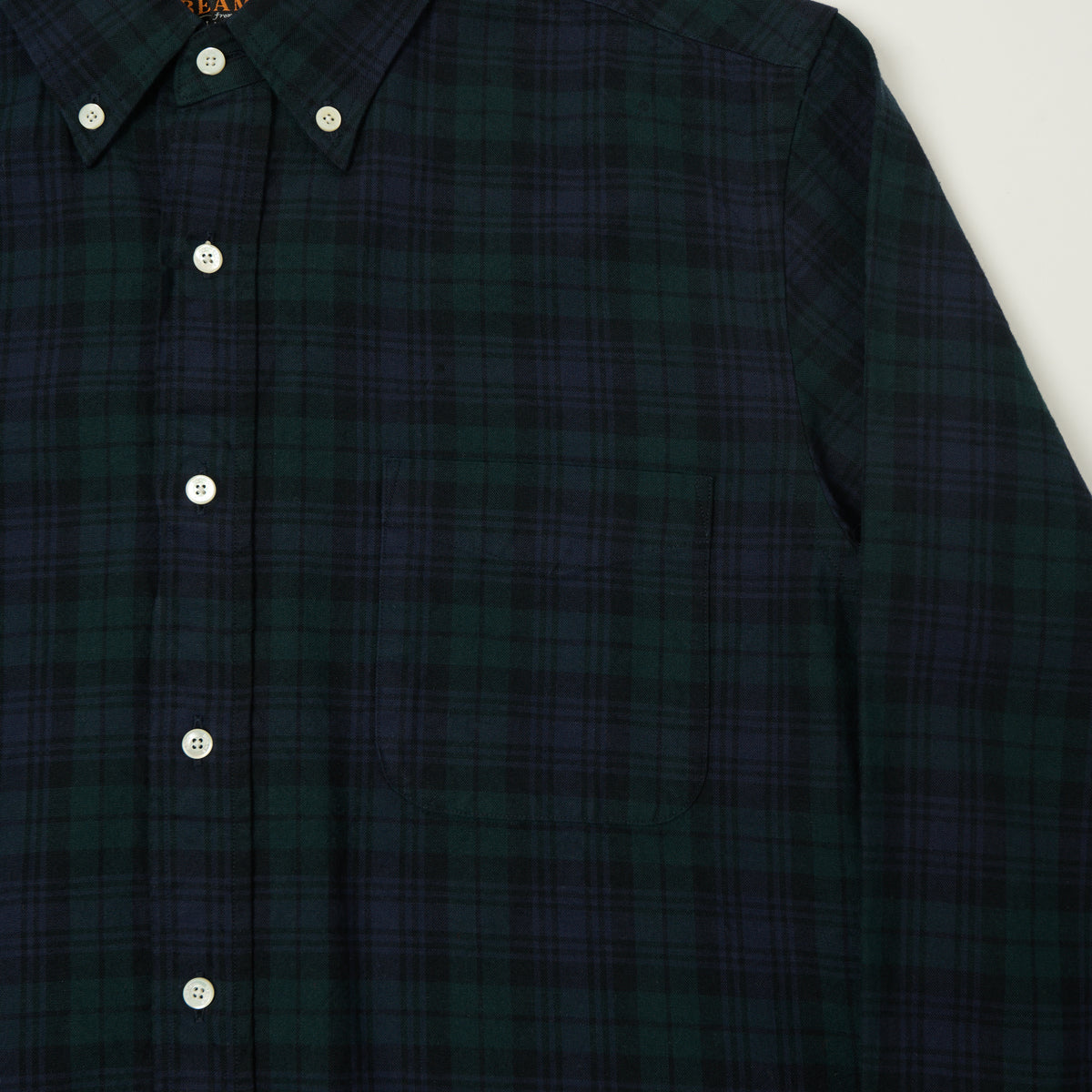 Beams Plus Button Down Oxford Shirt - Indigo/Black Watch