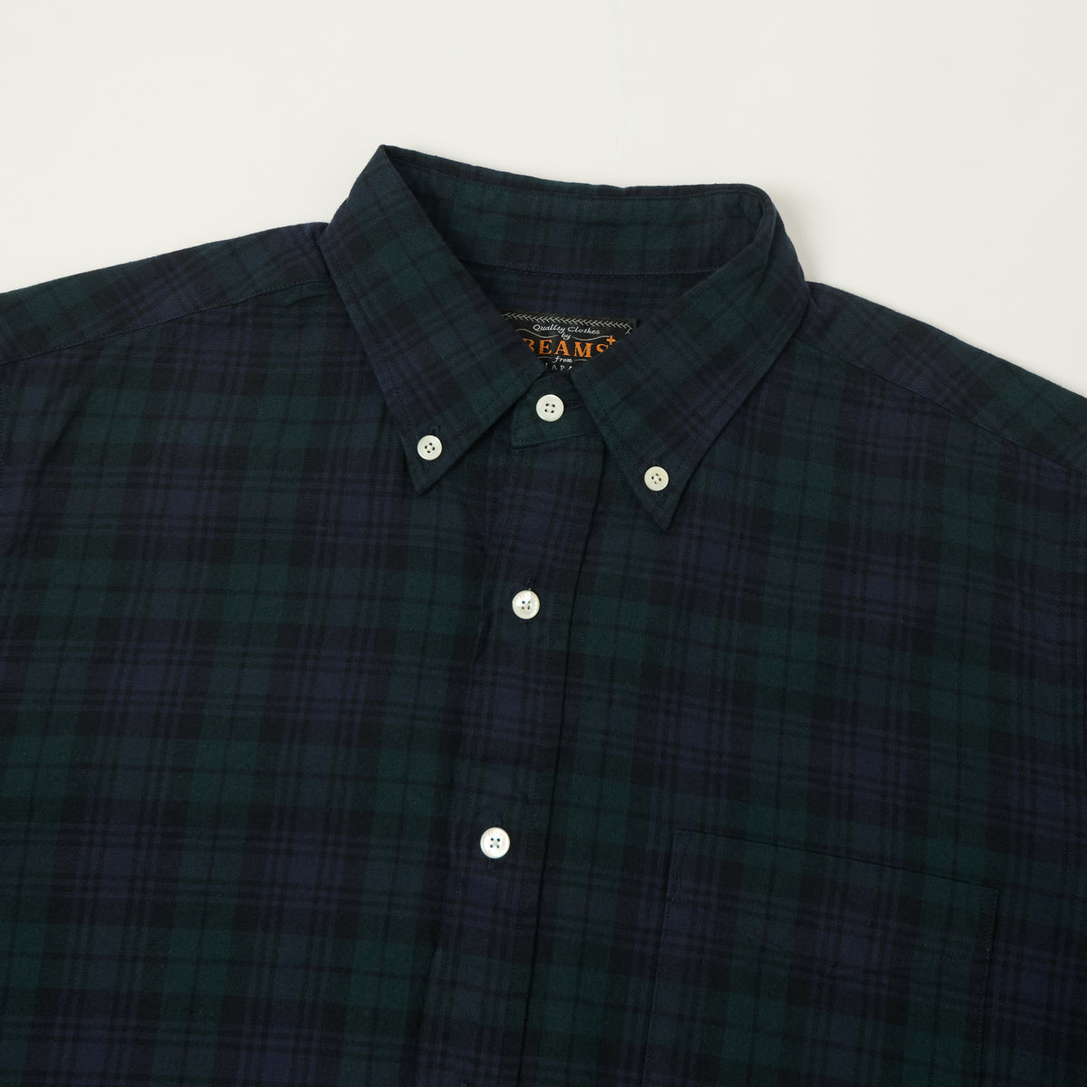 Beams Plus Button Down Oxford Shirt - Indigo/Black Watch