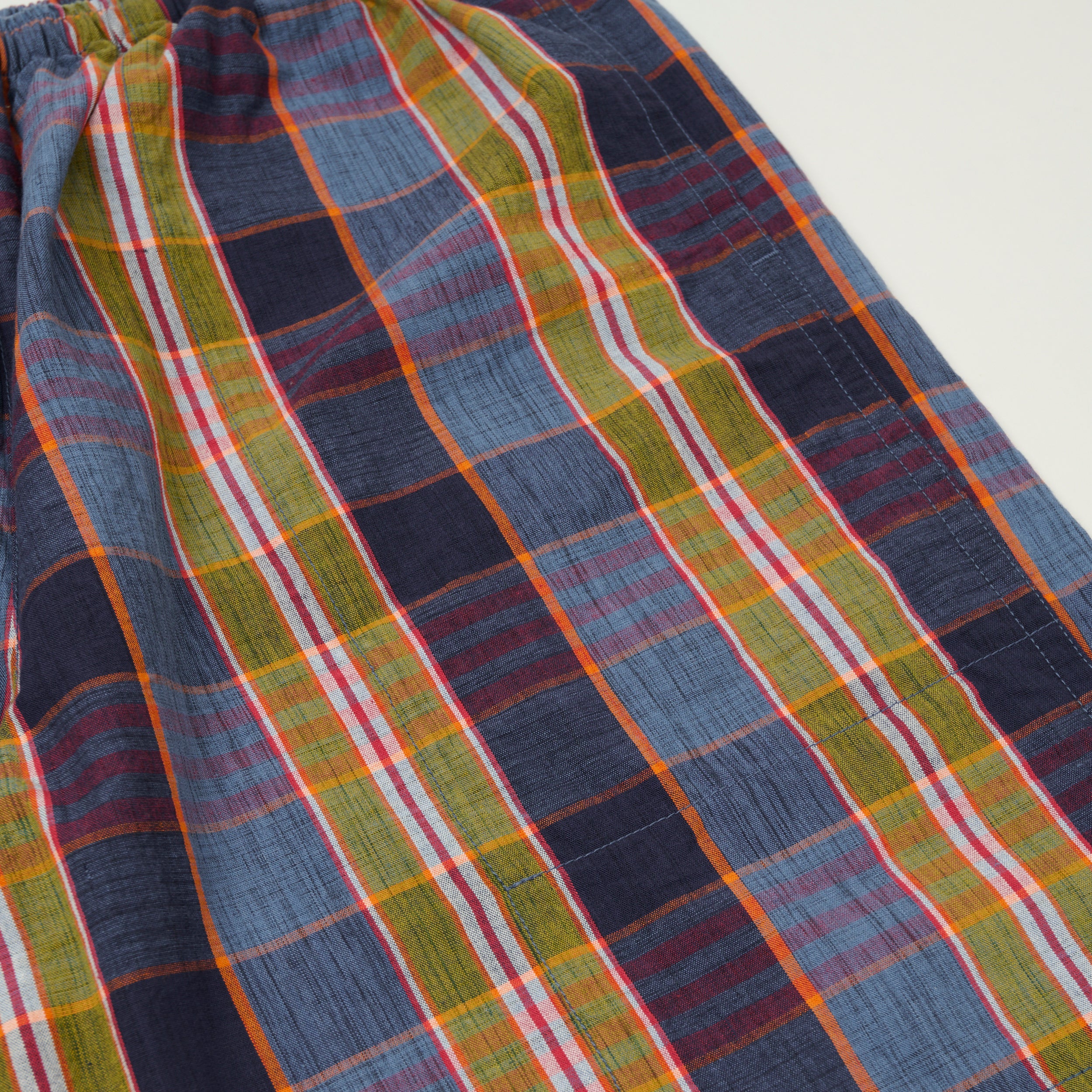 Beams Plus Madras Gym Shorts - Navy