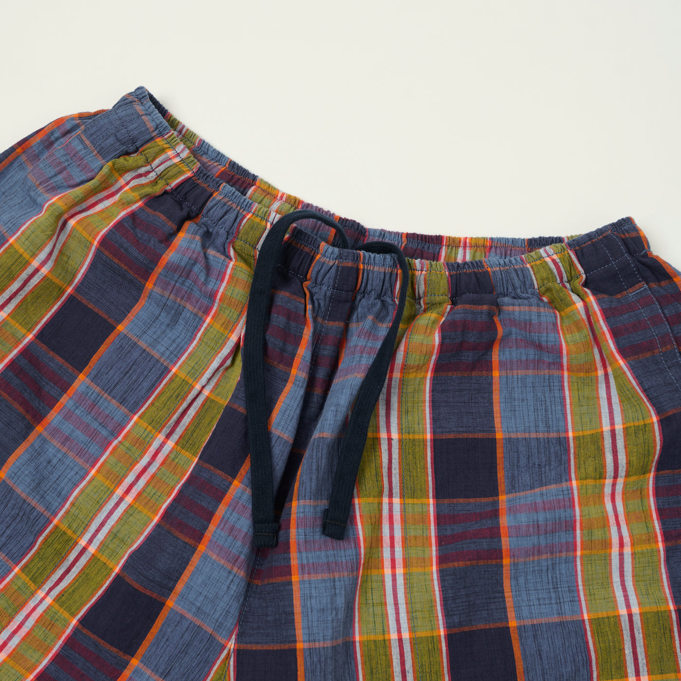 Beams Plus Madras Gym Shorts - Navy