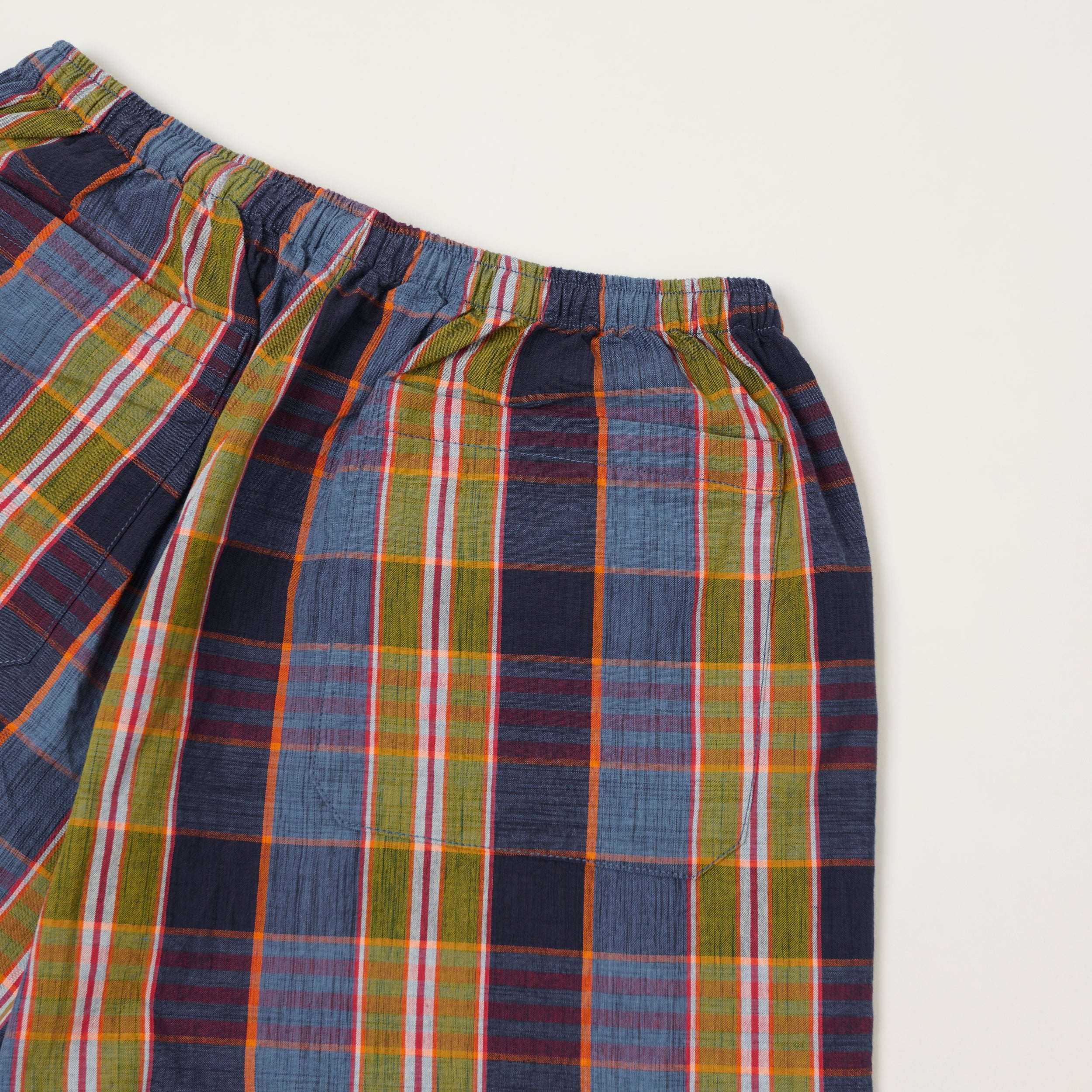 Beams Plus Madras Gym Shorts - Navy