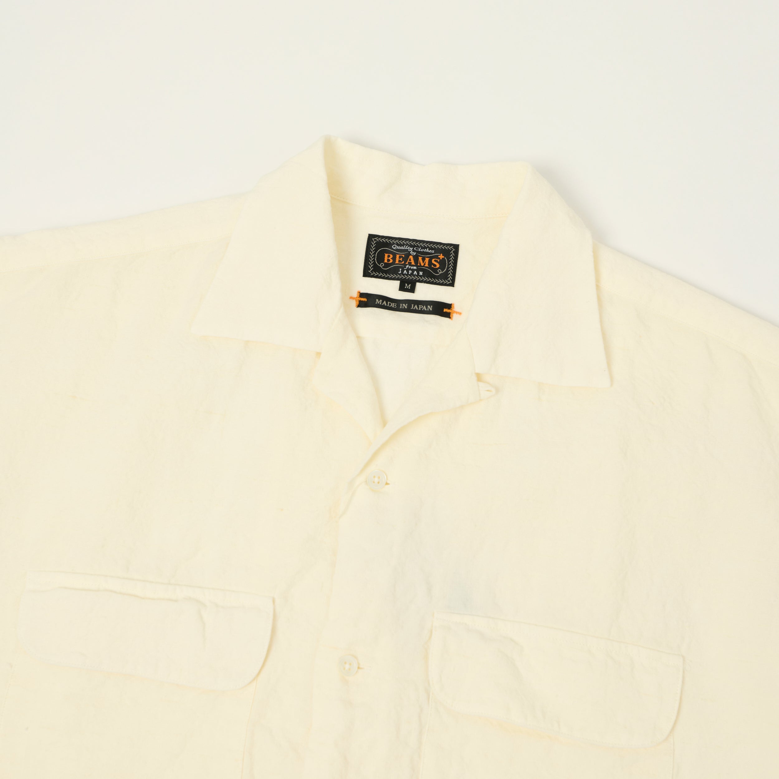 Beams Plus Button Down Coolmax Linen Short Sleeve Shirt - Sax