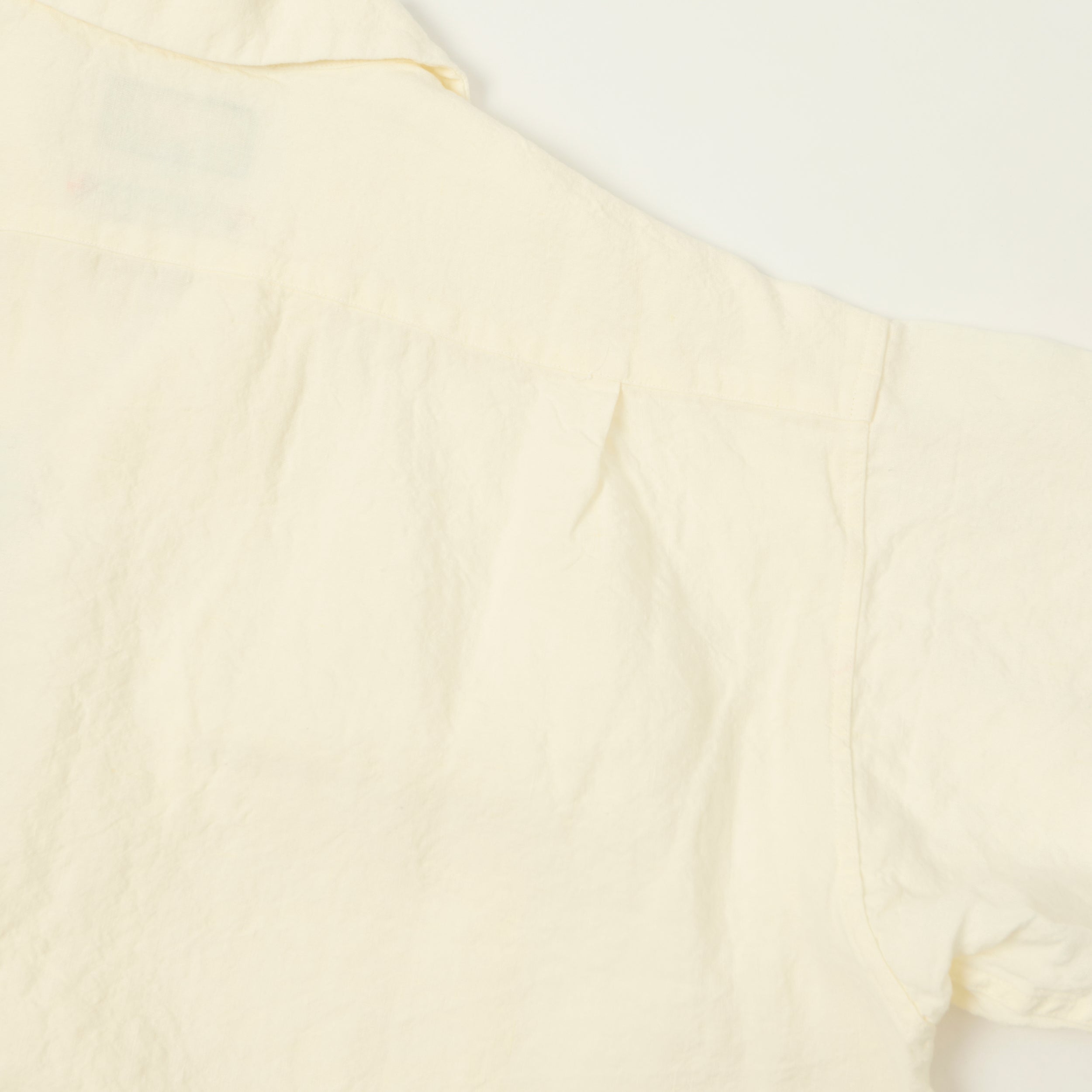 Beams Plus Open Collar Short Sleeve Linen Shirt - White