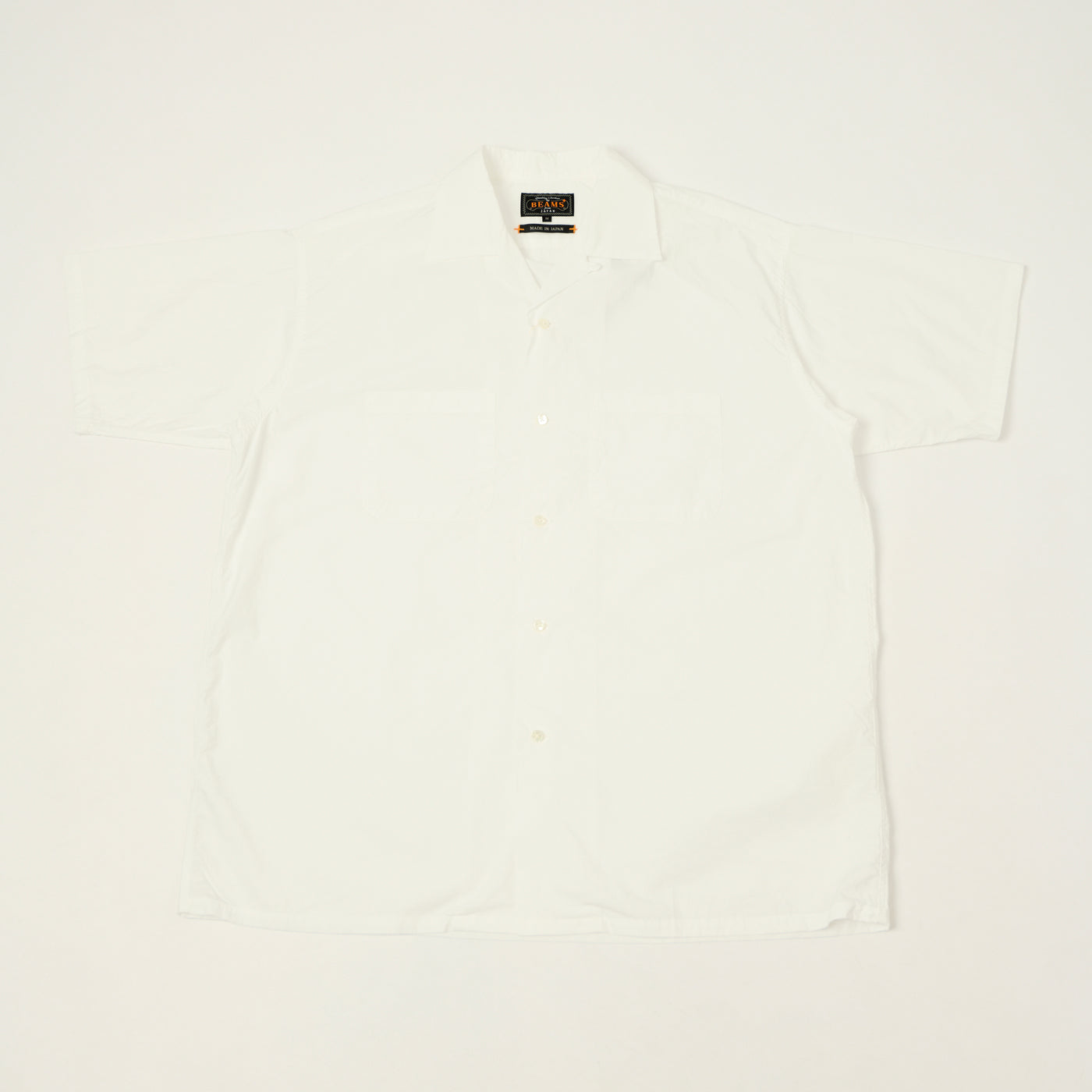 Beams Plus Open Collar Short Sleeve Peruvian Pima Shirt - White