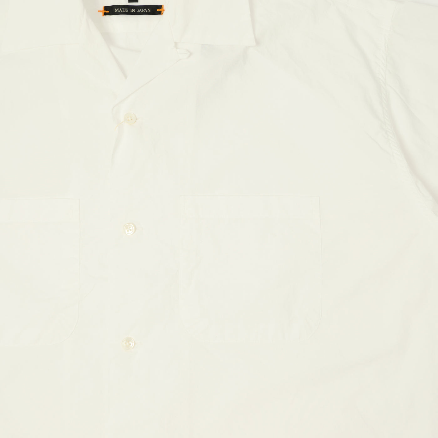 Beams Plus Open Collar Short Sleeve Peruvian Pima Shirt - White