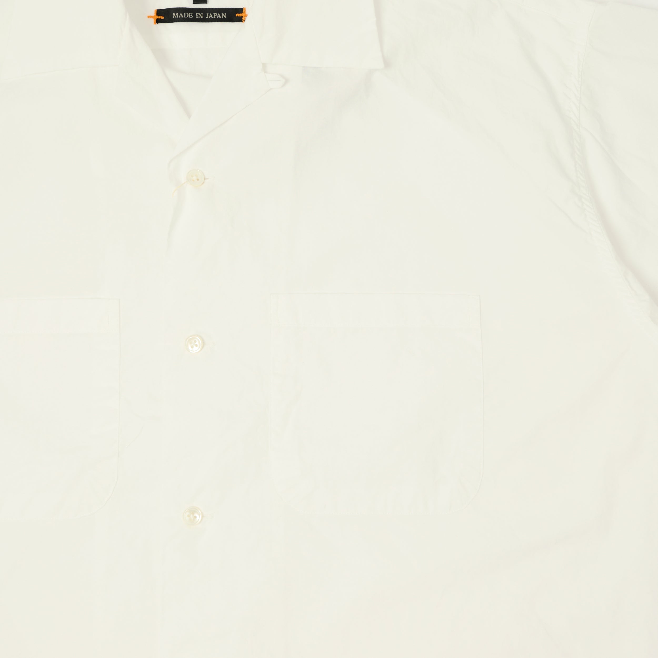 Beams Plus Open Collar Short Sleeve Peruvian Pima Shirt - White