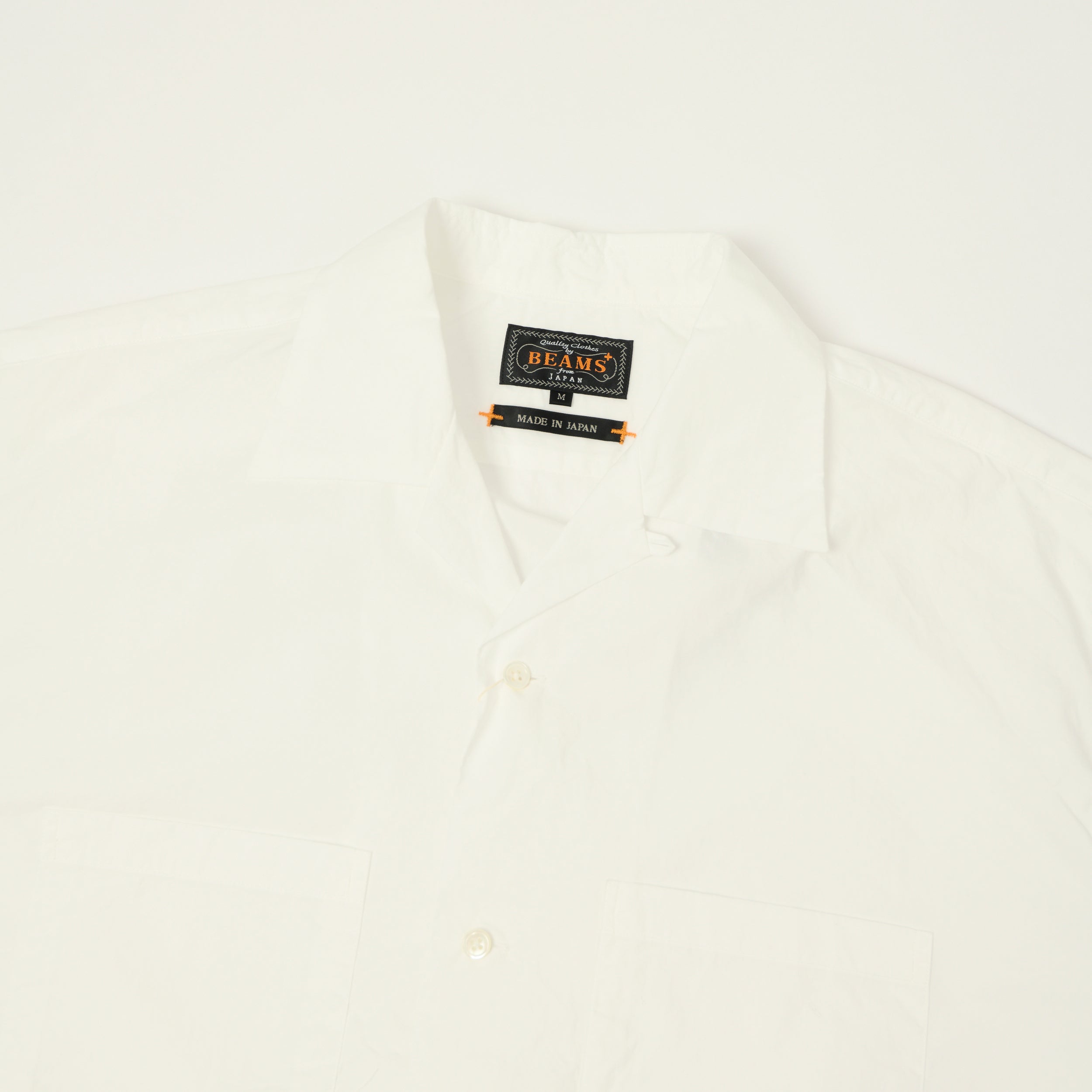 Beams Plus Open Collar Short Sleeve Peruvian Pima Shirt - White