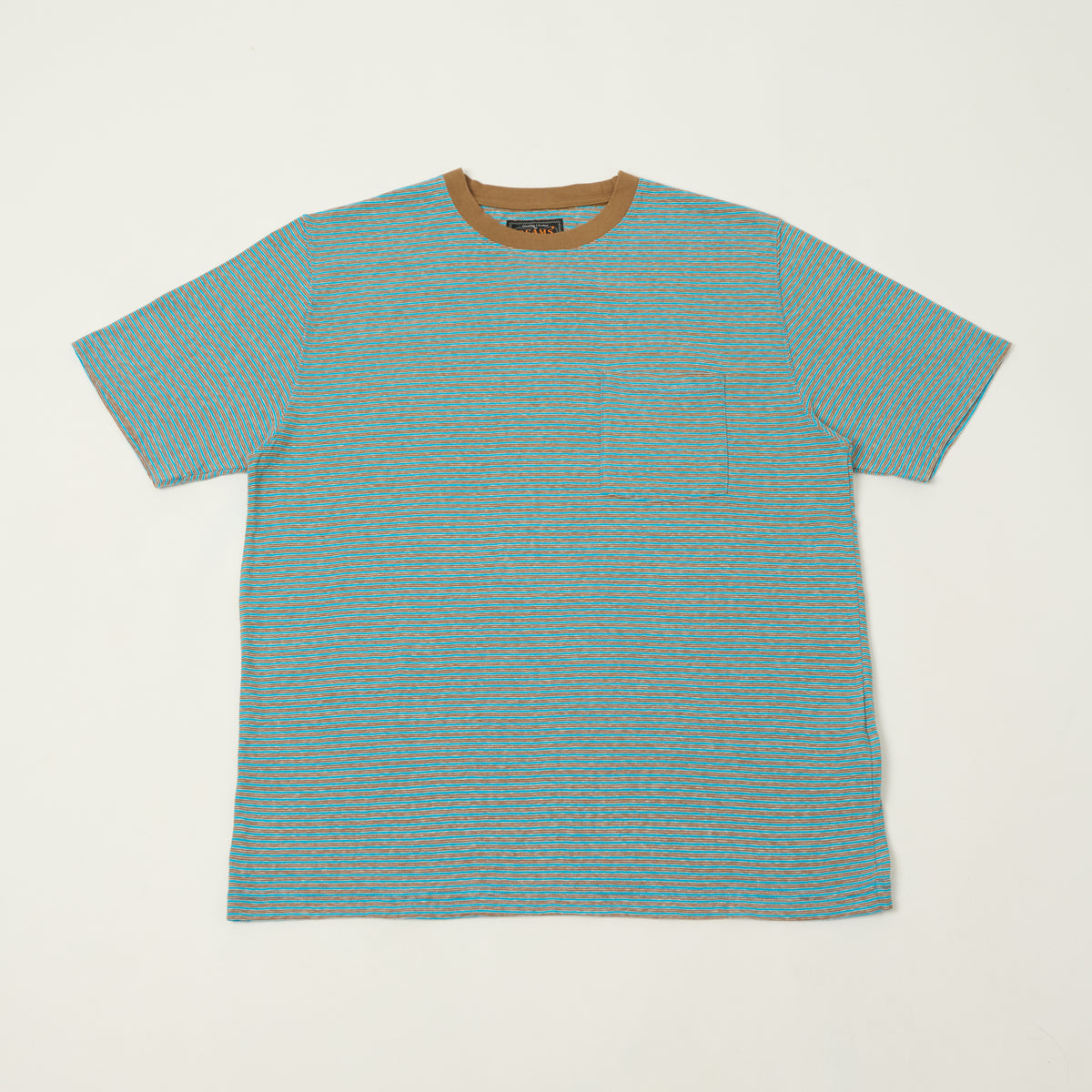 Beams Plus Stripe Pocket T-Shirt - Sax Blue