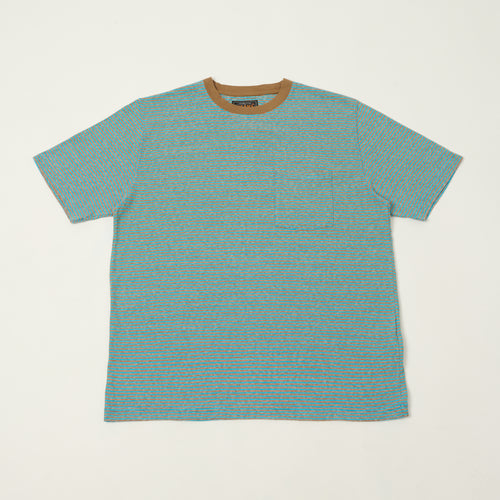 Beams Plus Stripe Pocket T-Shirt - Sax Blue
