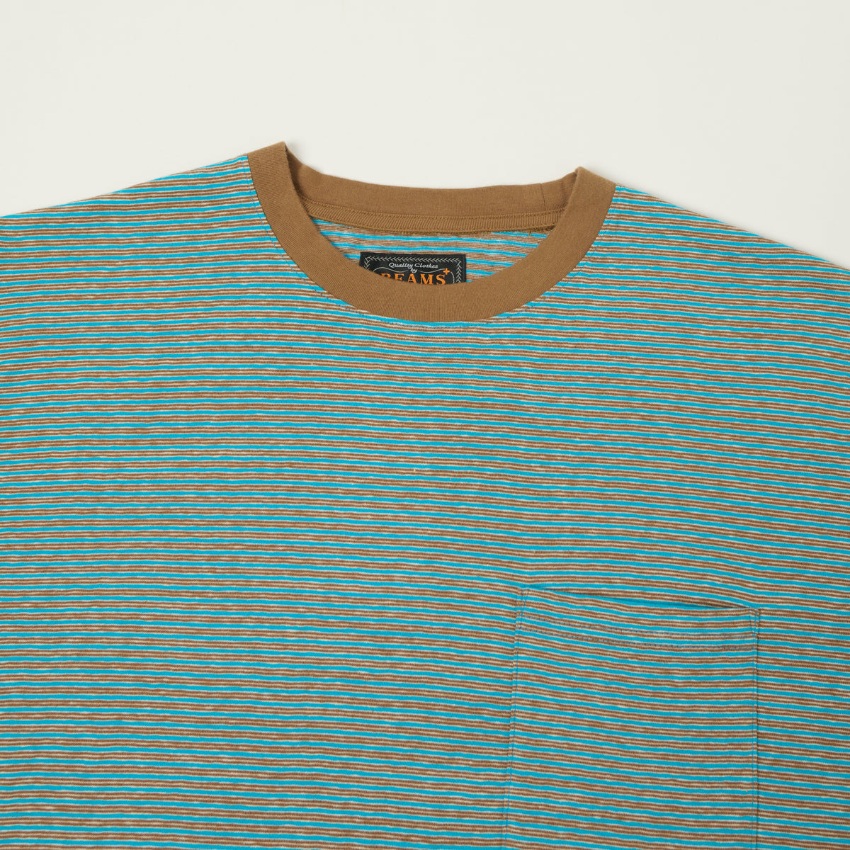 Beams Plus Stripe Pocket T-Shirt - Sax Blue