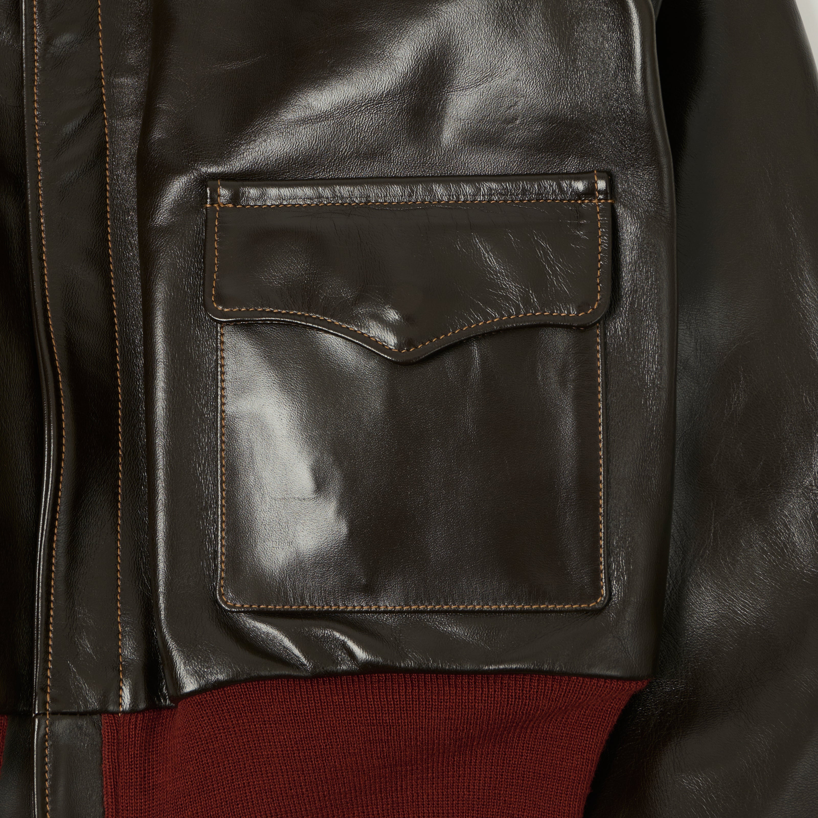 Buzz Rickson's A-2 'A.C.Contract' Leather Flight Jacket - Dark Brown