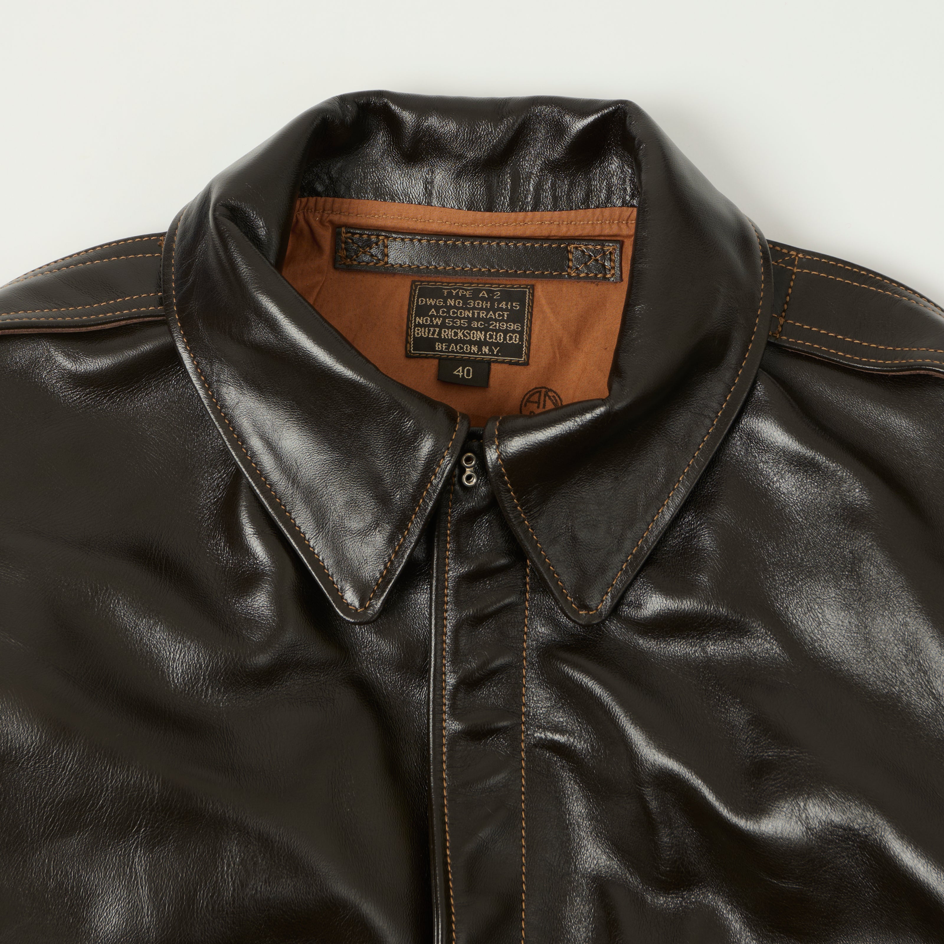 Buzz Rickson's A-2 'A.C.Contract' Leather Flight Jacket - Dark