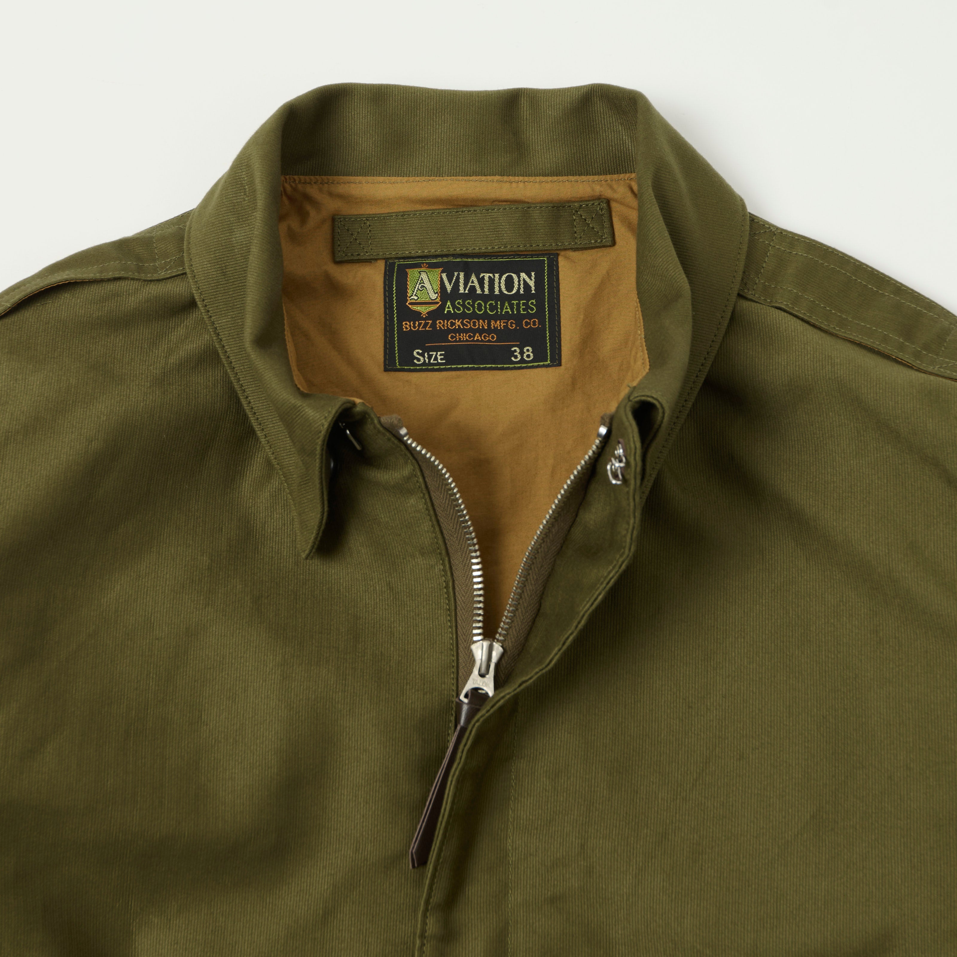 Buzz Rickson's 'Aviation Associates' Jungle Cloth A-2 Flight Jacket - Olive