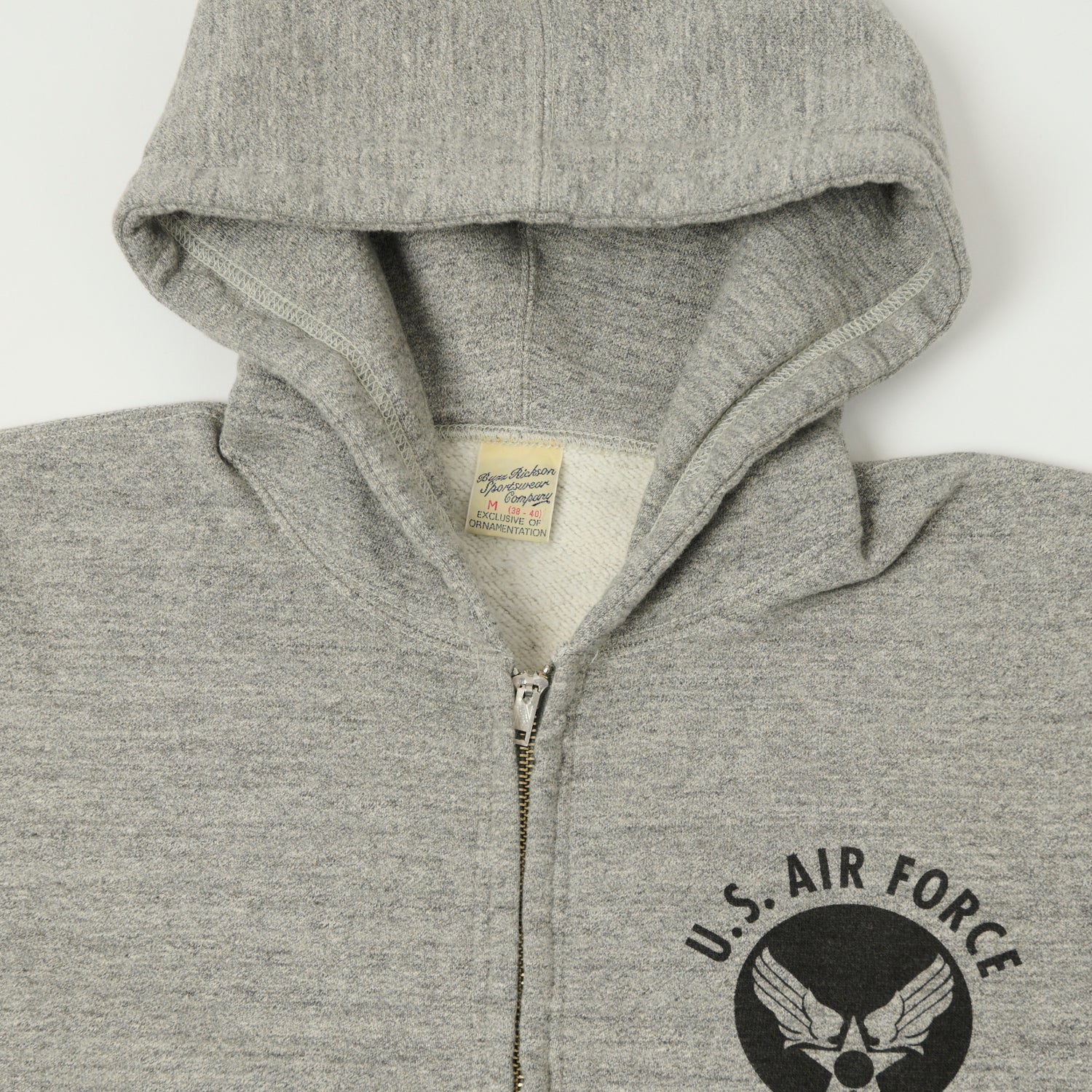 Buzz Rickson's U.S.A.F Full Zip Sweat Parka - Heather Grey