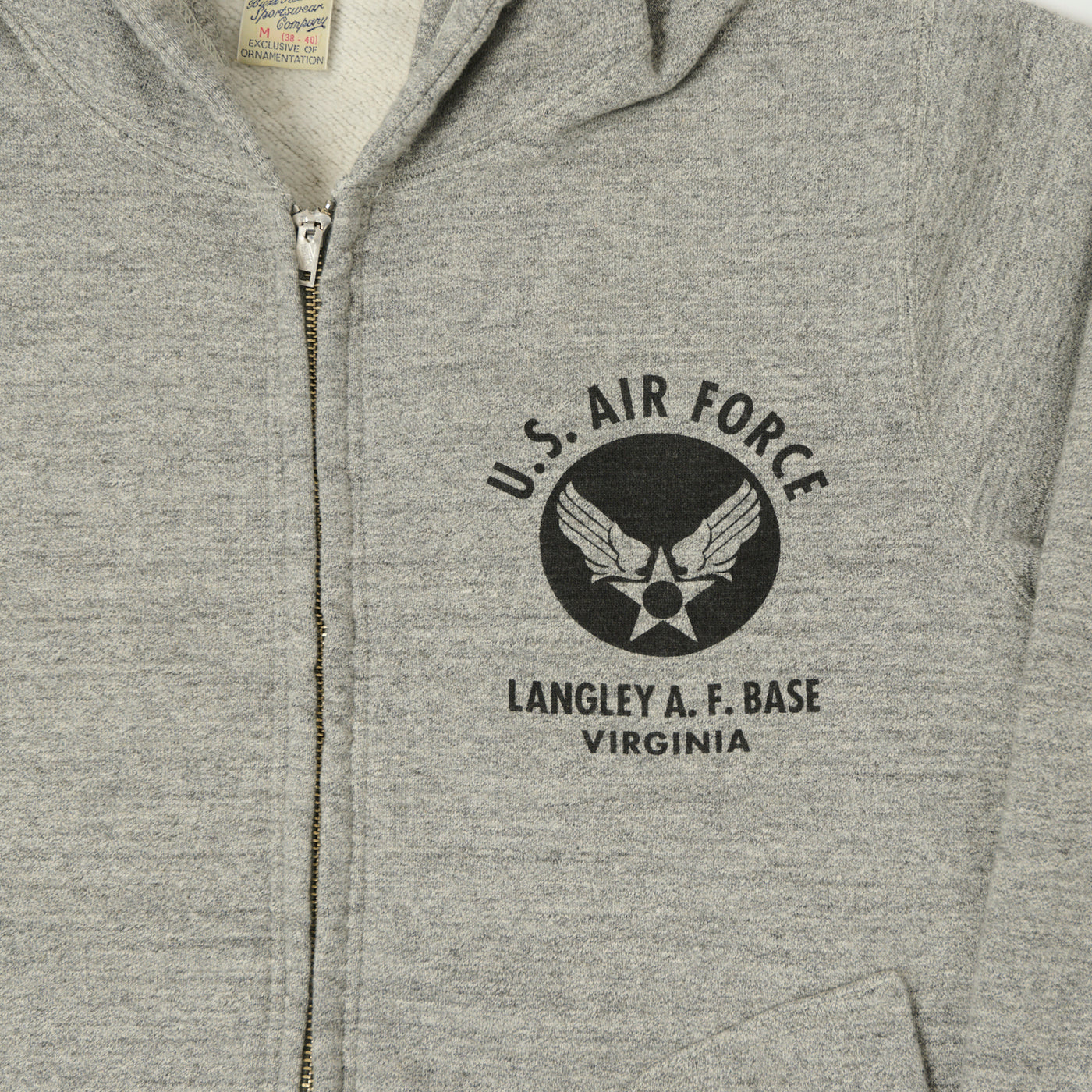 Buzz Rickson's U.S.A.F Full Zip Sweat Parka - Heather Grey