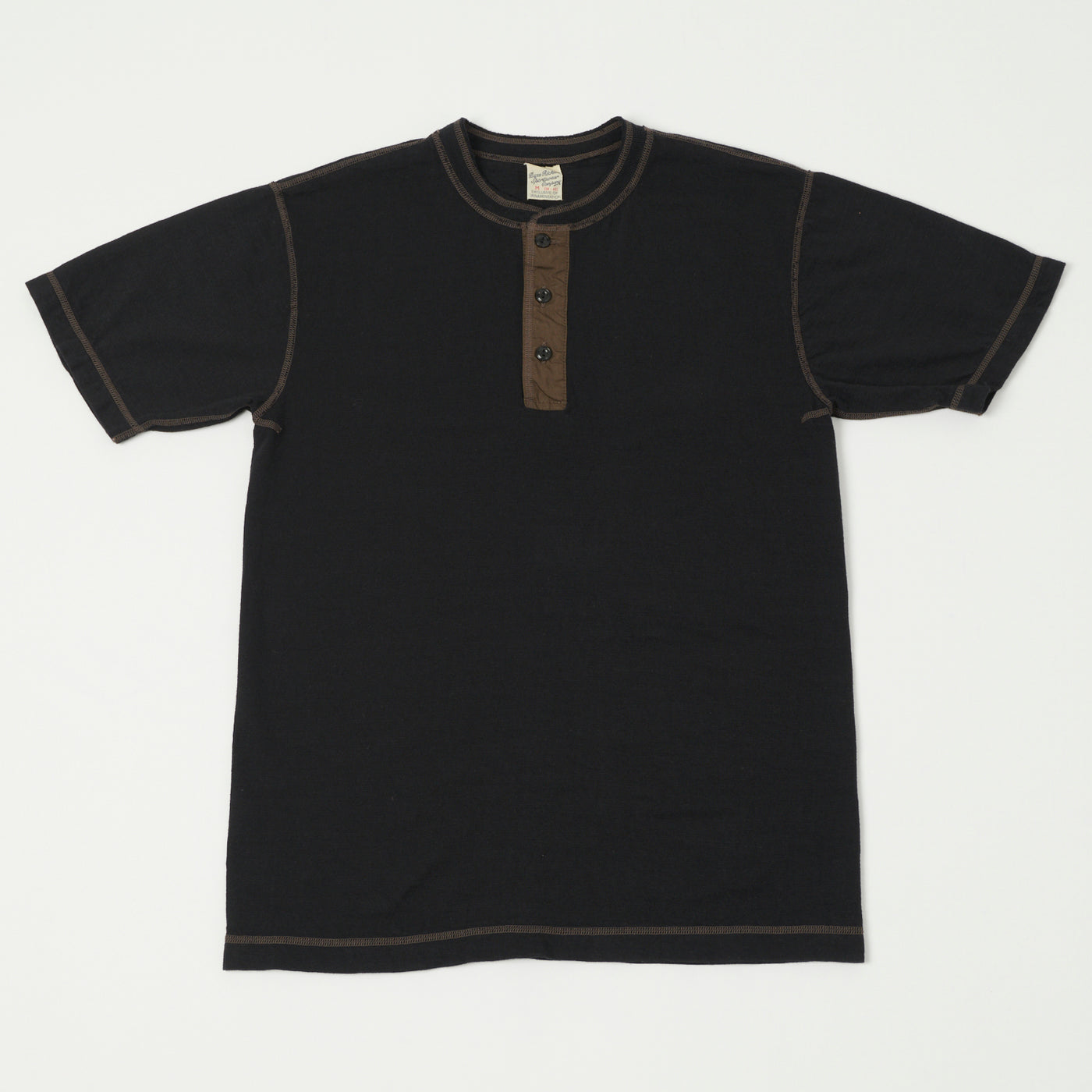 Buzz Rickson's Slub Henley T-Shirt - Black