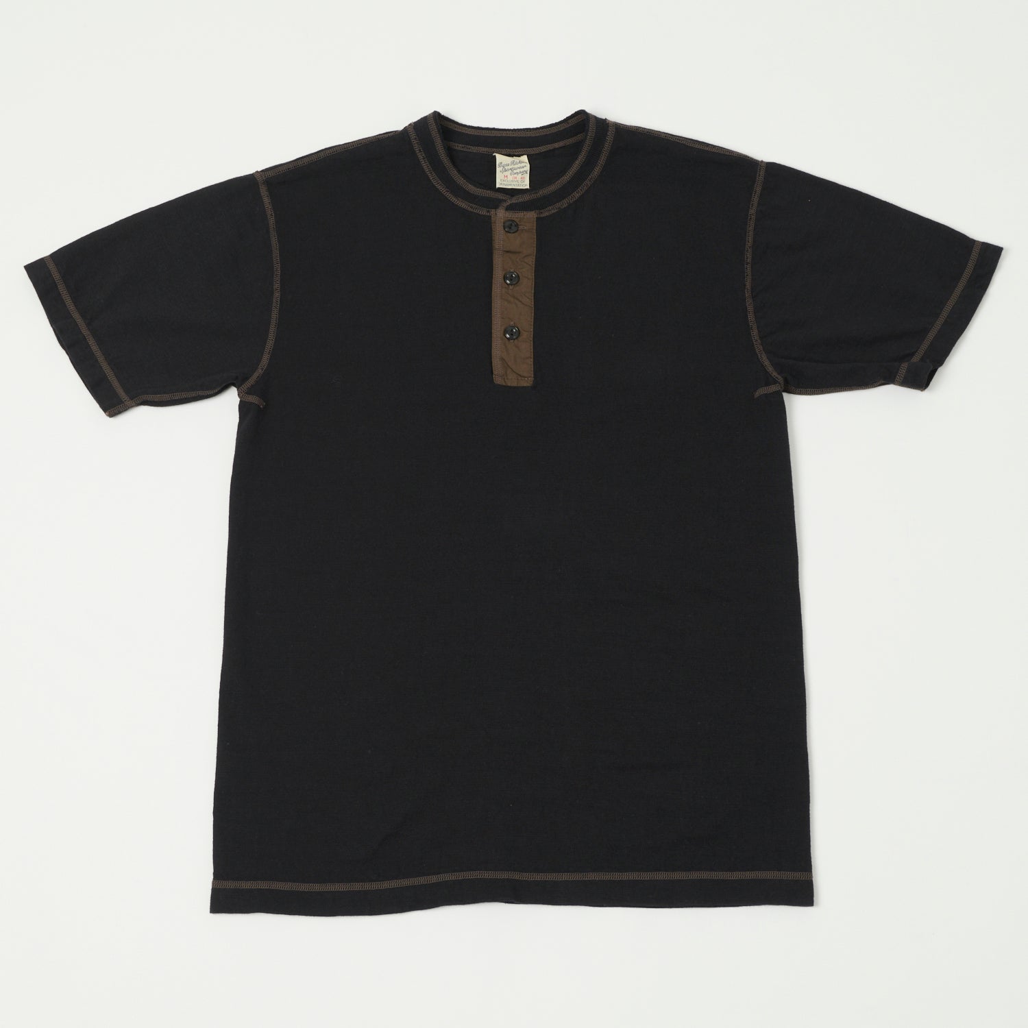 Buzz Rickson's Slub Henley T-Shirt - Black