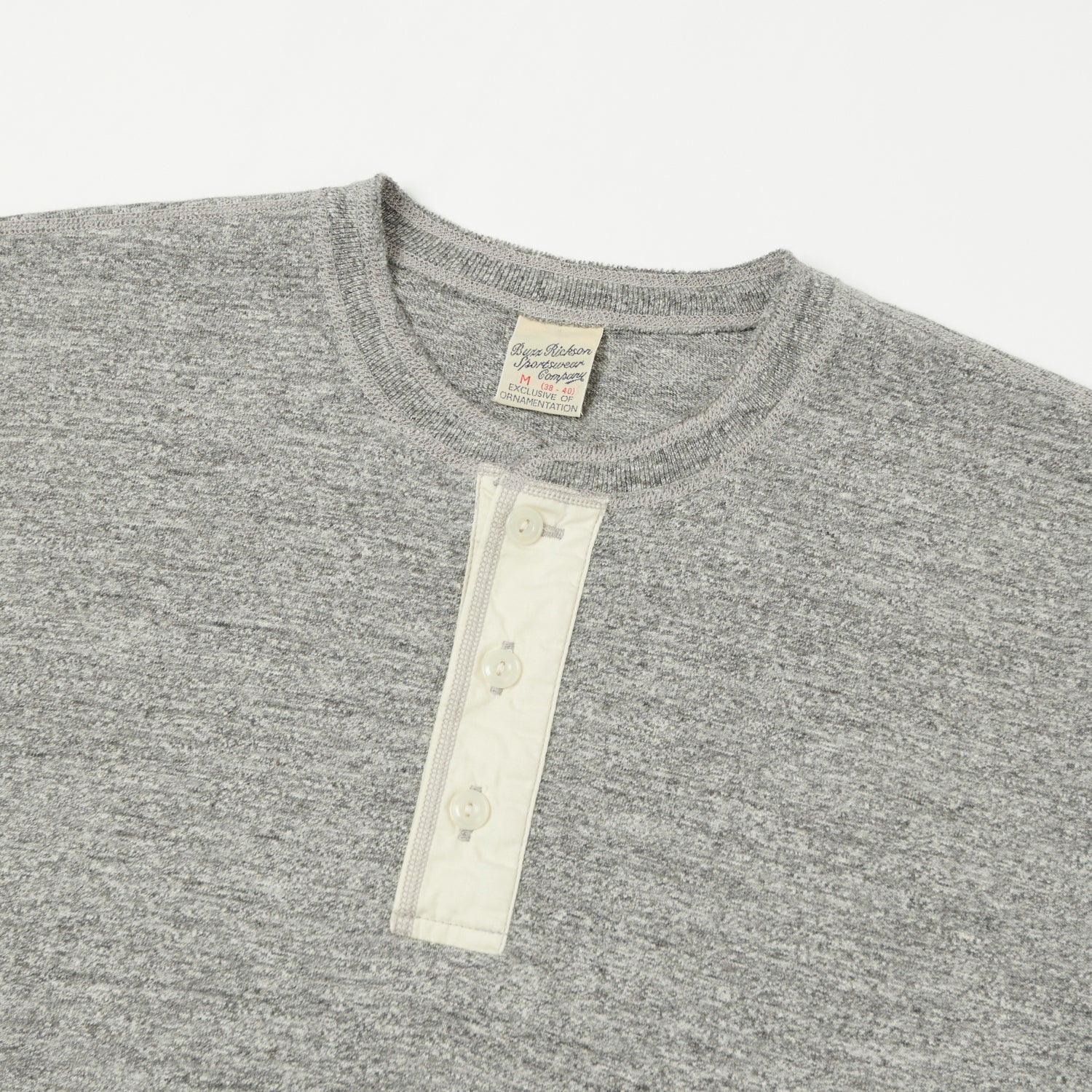 Buzz Rickson's Slub Henley T-Shirt - Grey Melange