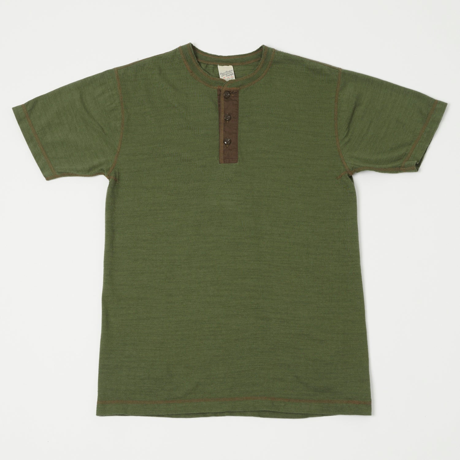 Buzz Rickson's Slub Henley T-Shirt - Olive