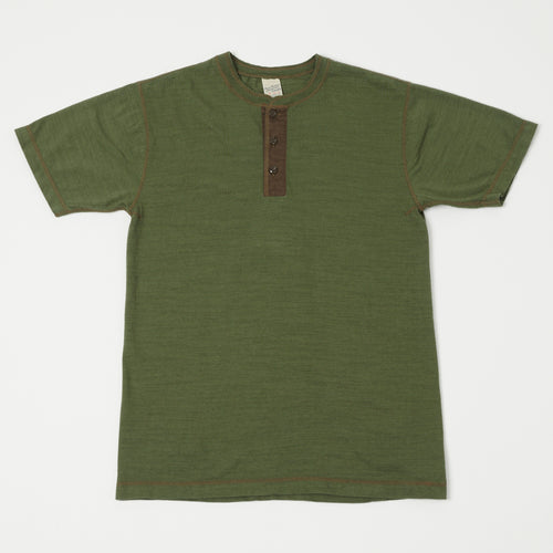 Buzz Rickson's Slub Henley T-Shirt - Olive
