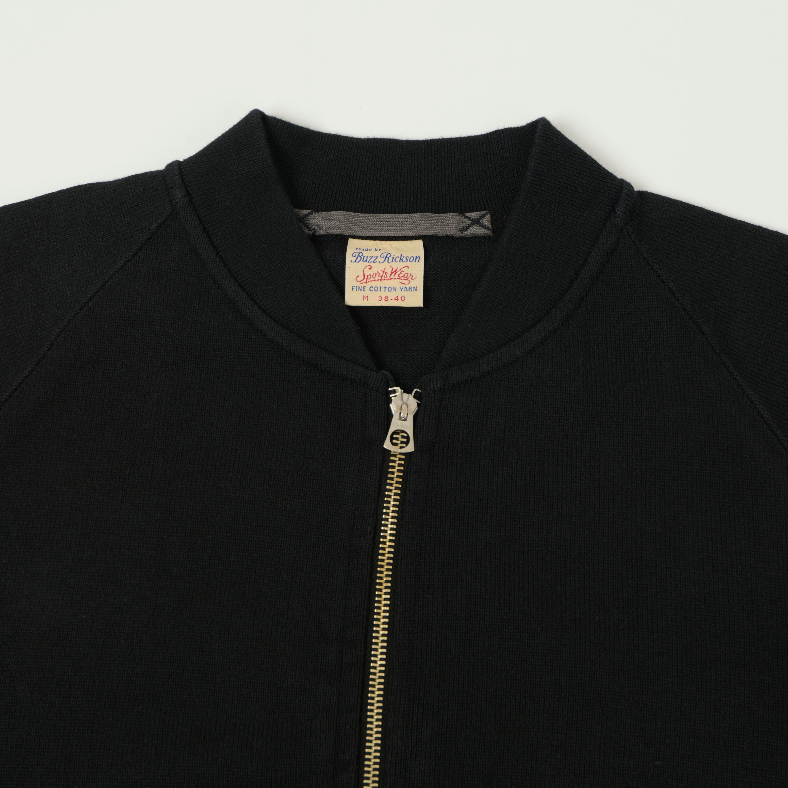 Buzz Rickson's C-2 Heavy Jersey Zip Sweatshirt - Black