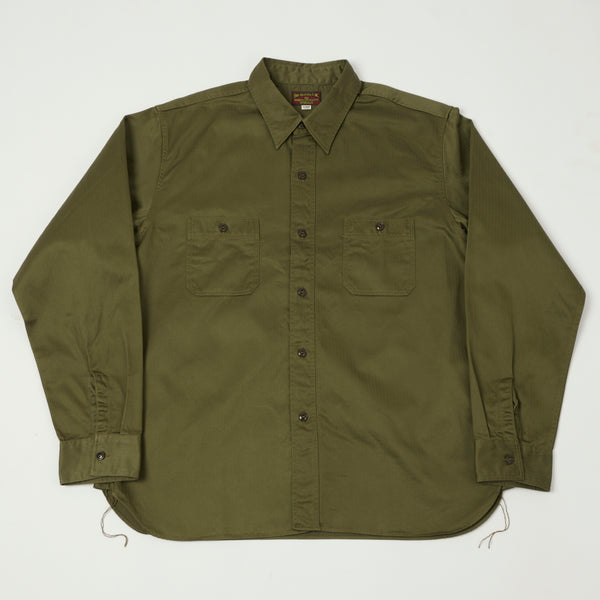 Buzz Rickson's Herringbone Open Pocket Work Shirt - Olive