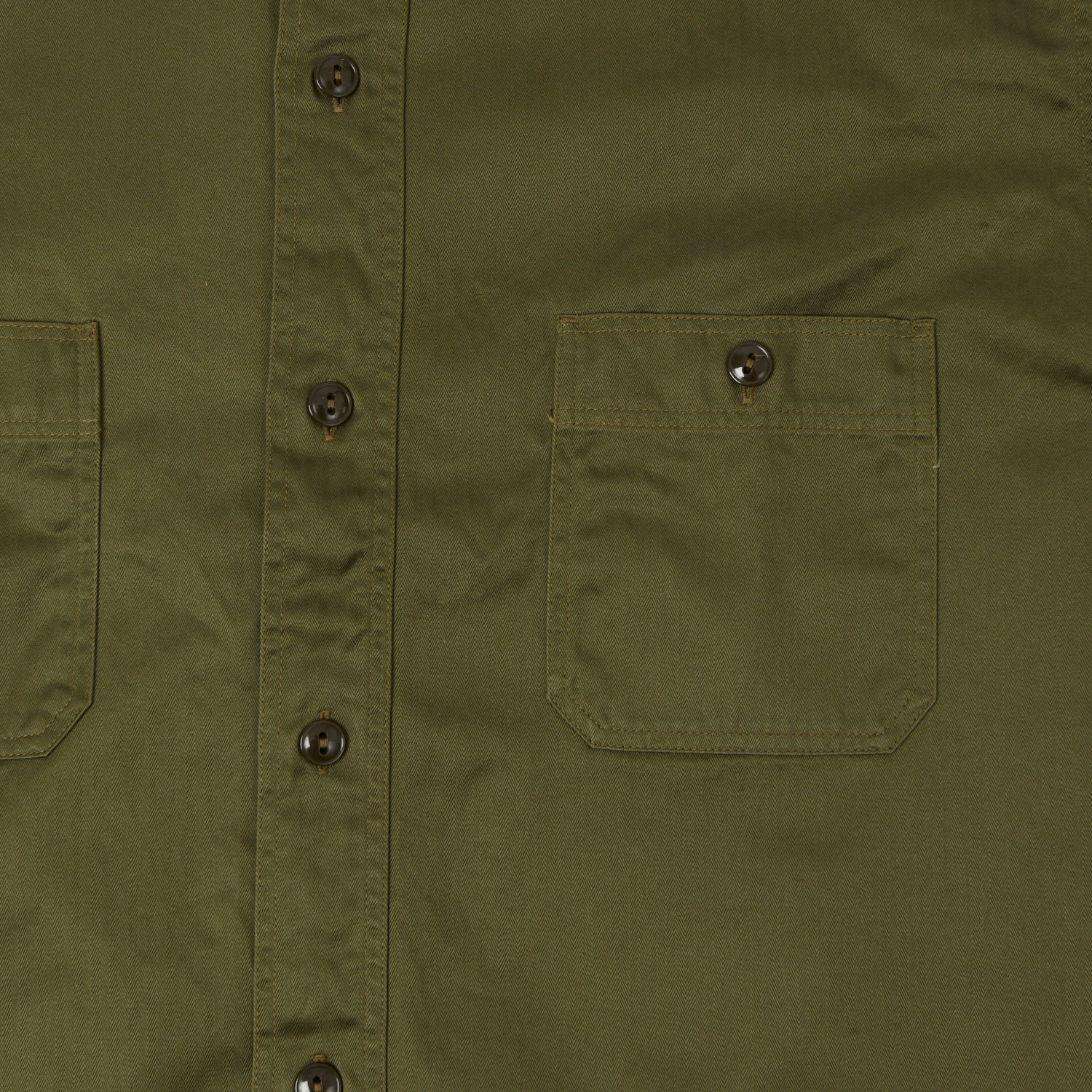 Buzz Rickson's Herringbone Open Pocket Work Shirt - Olive – SON OF