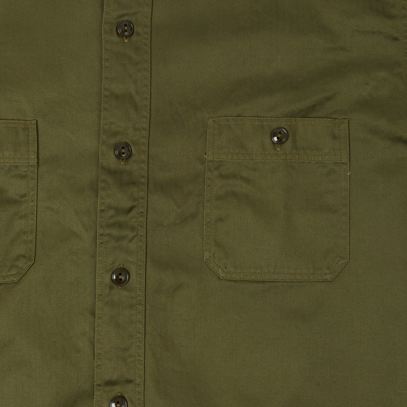 Buzz Rickson's Herringbone Open Pocket Work Shirt - Olive