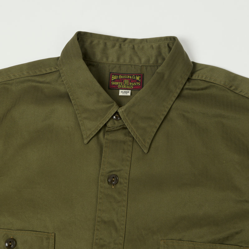 Buzz Rickson's Herringbone Open Pocket Work Shirt - Olive