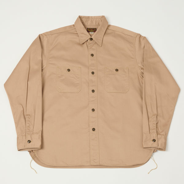 Buzz Rickson's Herringbone Open Pocket Work Shirt - Beige