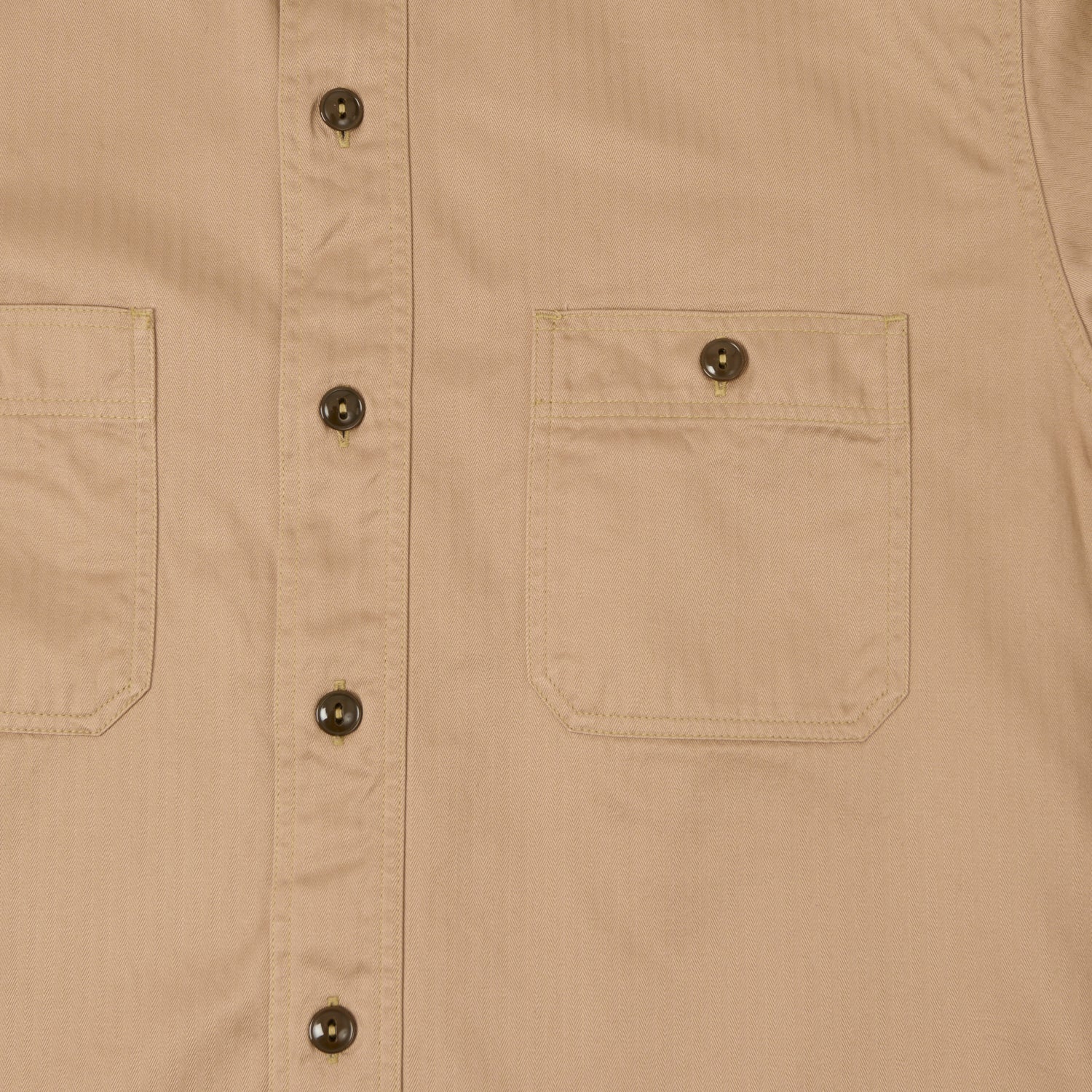 Buzz Rickson's Herringbone Open Pocket Work Shirt - Beige – SON OF