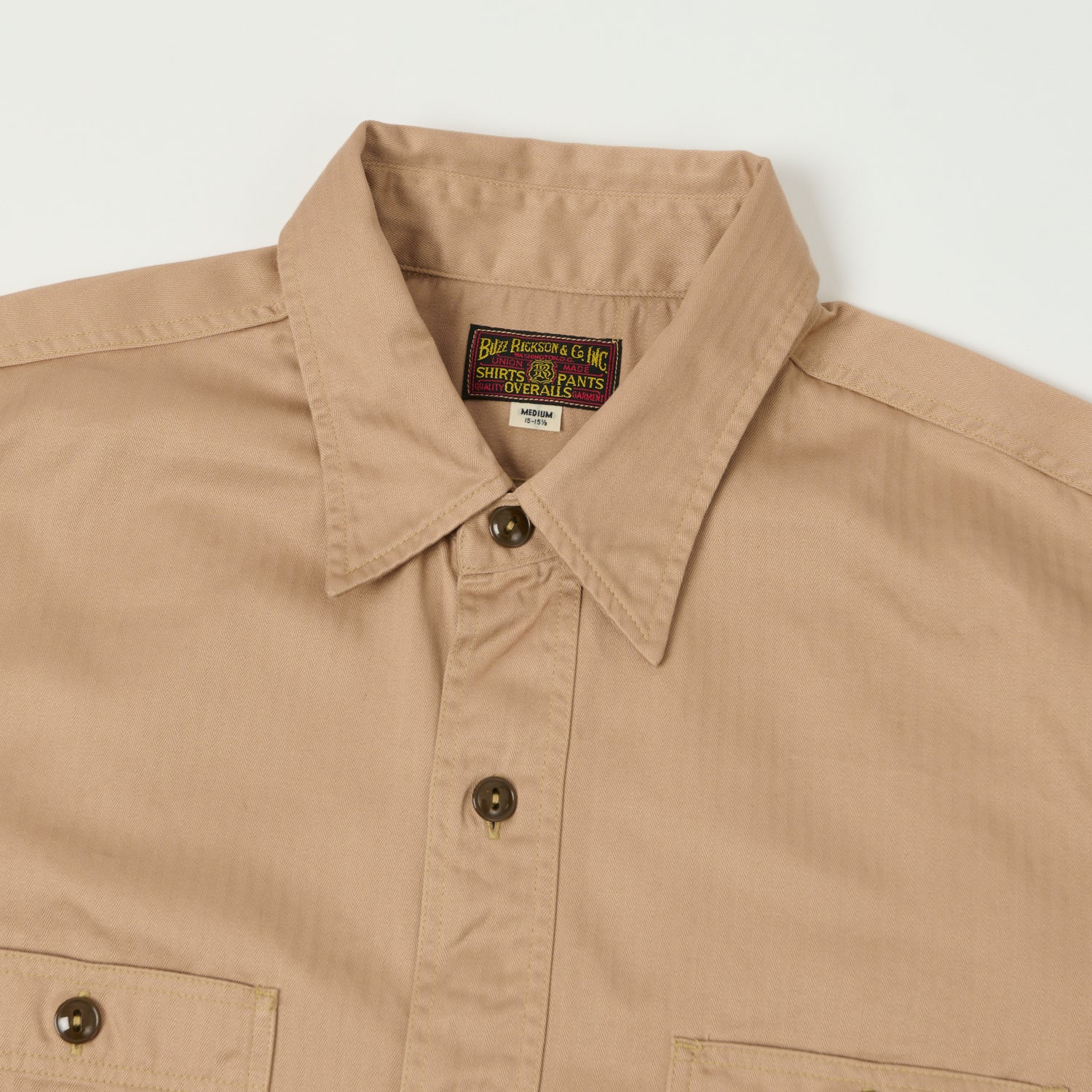Buzz Rickson's Herringbone Open Pocket Work Shirt - Beige – SON OF