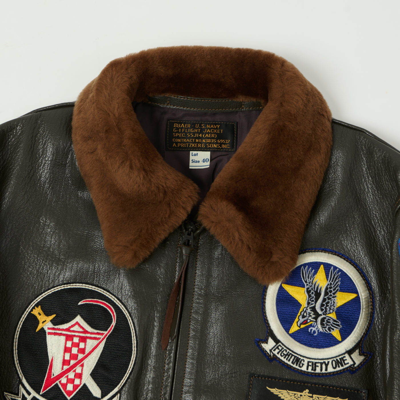 Buzz Rickson's Pritzker & Sons 'Last Gunfighters' Leather G-1 Flight Jacket - Grey Brown