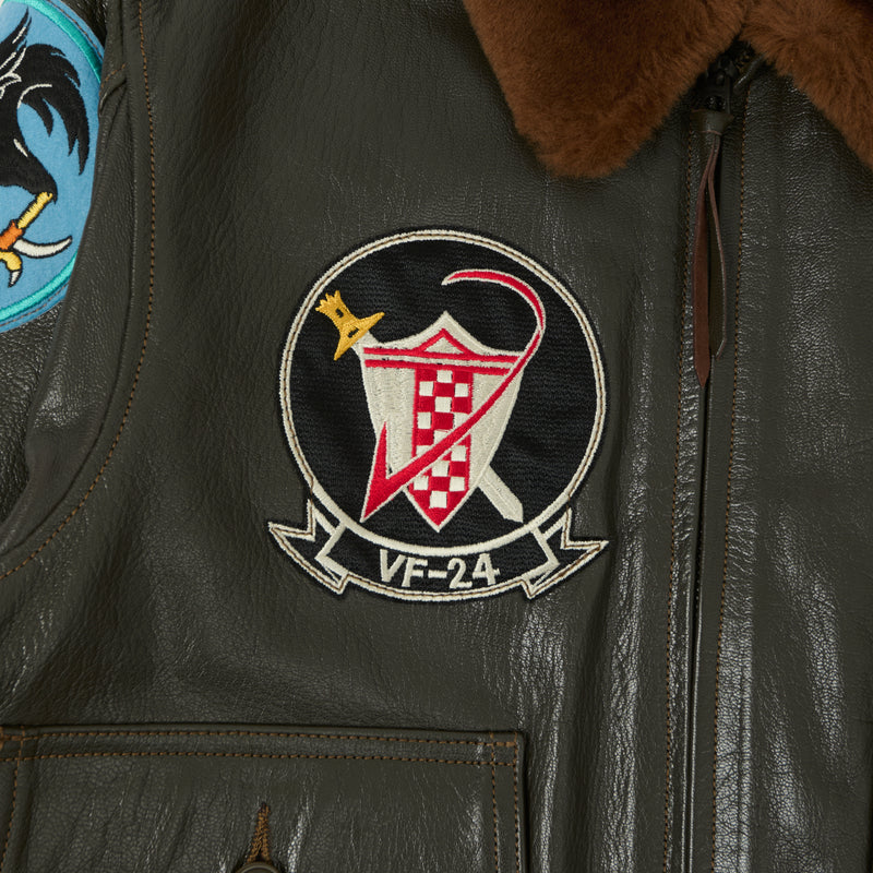 Buzz Rickson's Pritzker & Sons 'Last Gunfighters' Leather G-1 Flight Jacket - Grey Brown
