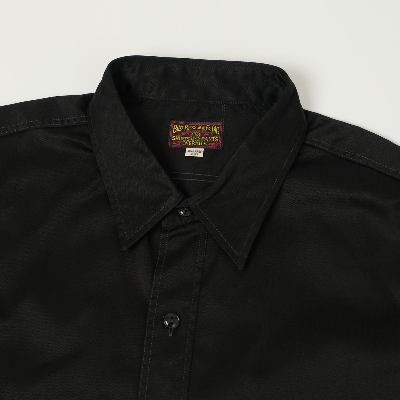 Buzz Rickson's Herringbone Open Pocket Short Sleeve Work Shirt - Black