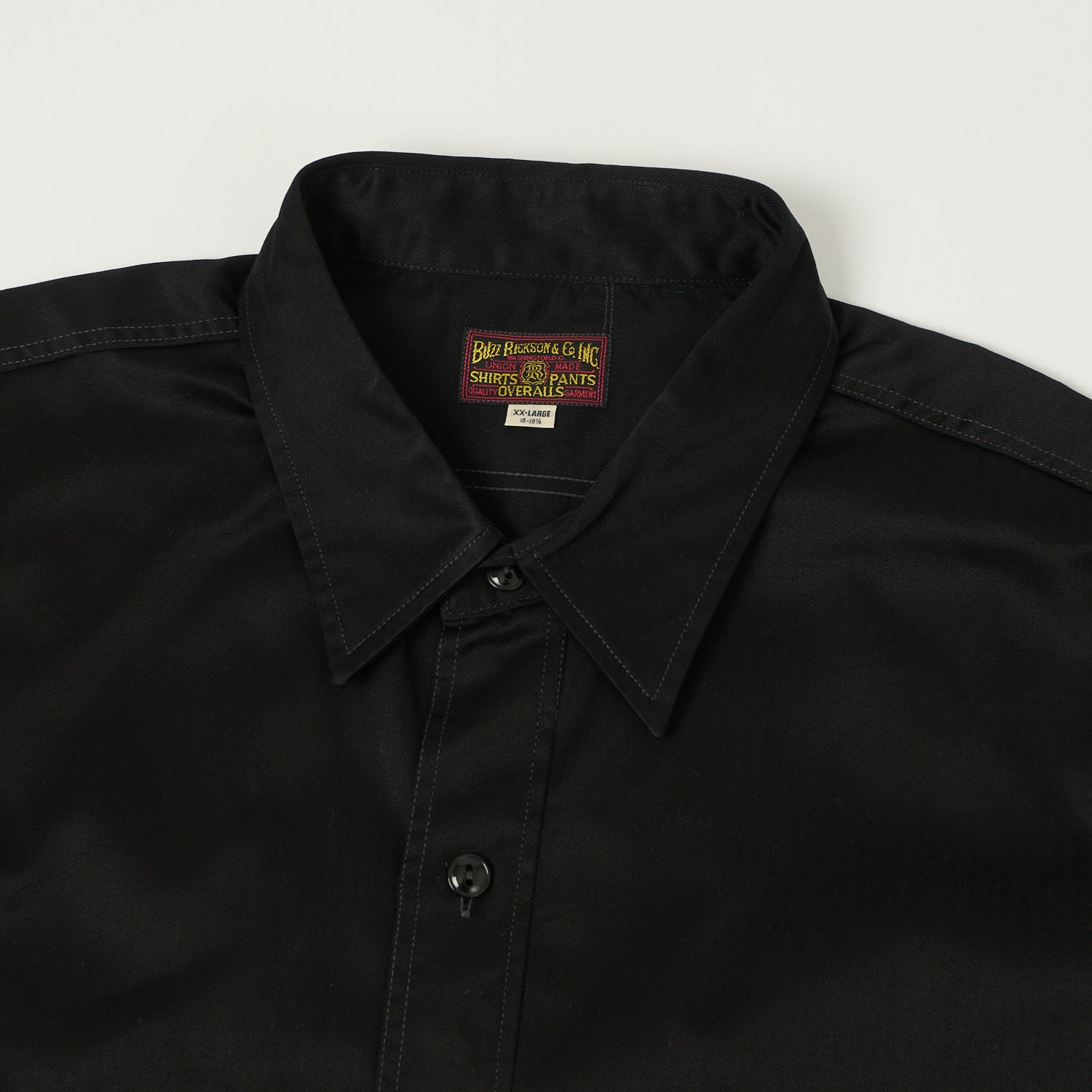 Buzz Rickson's Herringbone Open Pocket Short Sleeve Work Shirt - Black