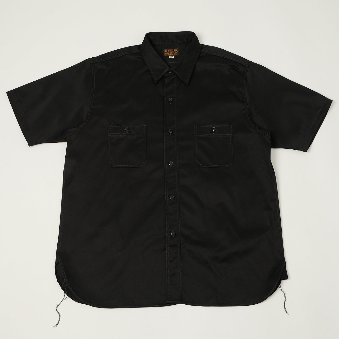 Buzz Rickson's Herringbone Open Pocket Short Sleeve Work Shirt - Black