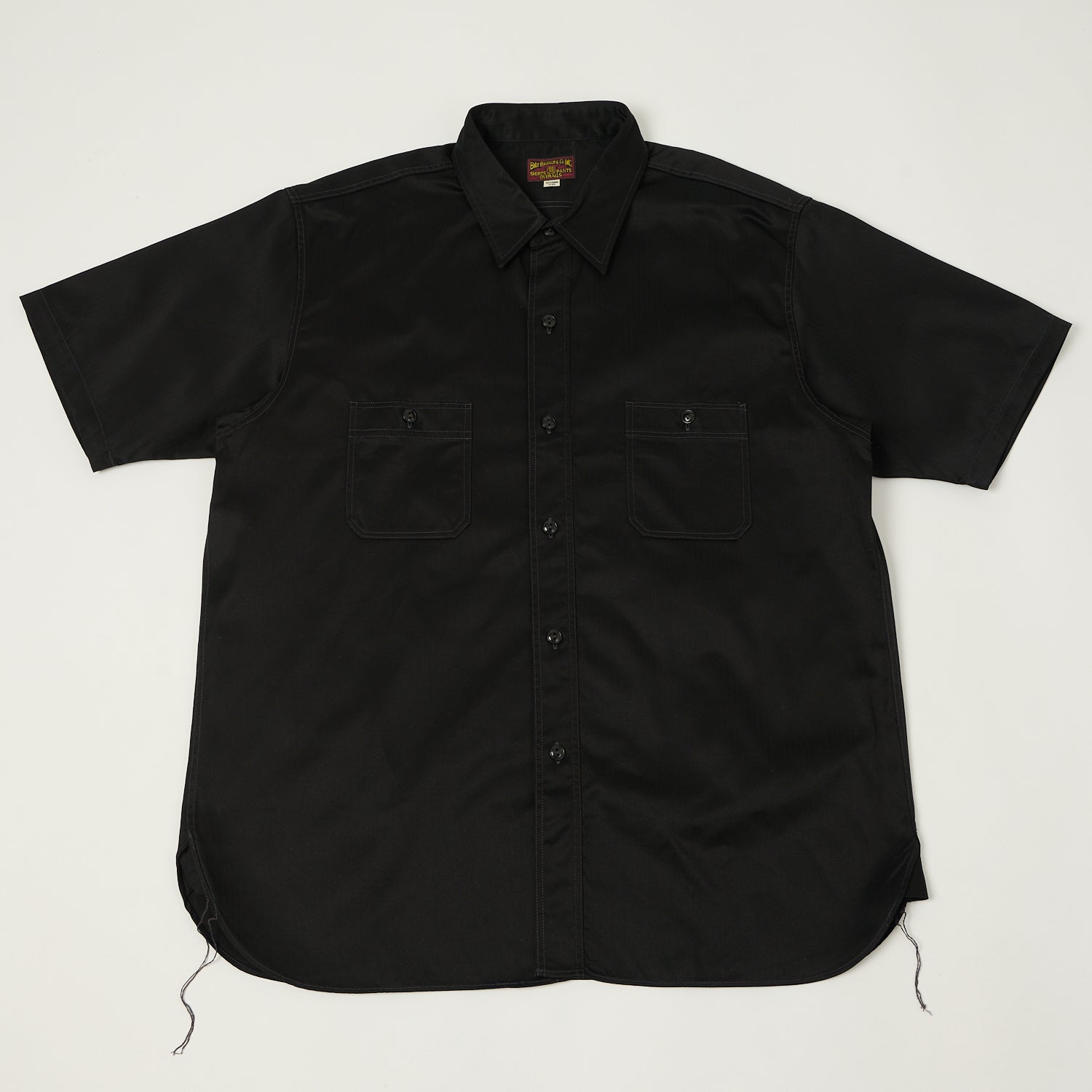 Buzz Rickson's Herringbone Open Pocket Short Sleeve Work Shirt - Black