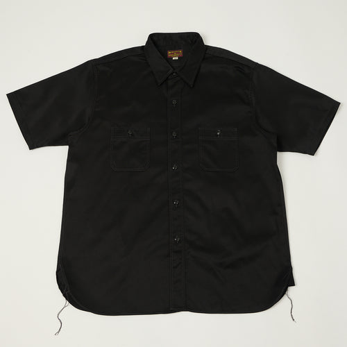 Buzz Rickson's Herringbone Open Pocket Short Sleeve Work Shirt - Black