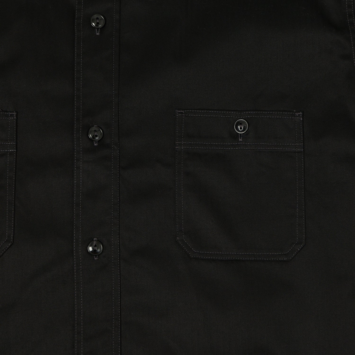 Buzz Rickson's Herringbone Open Pocket Short Sleeve Work Shirt - Black