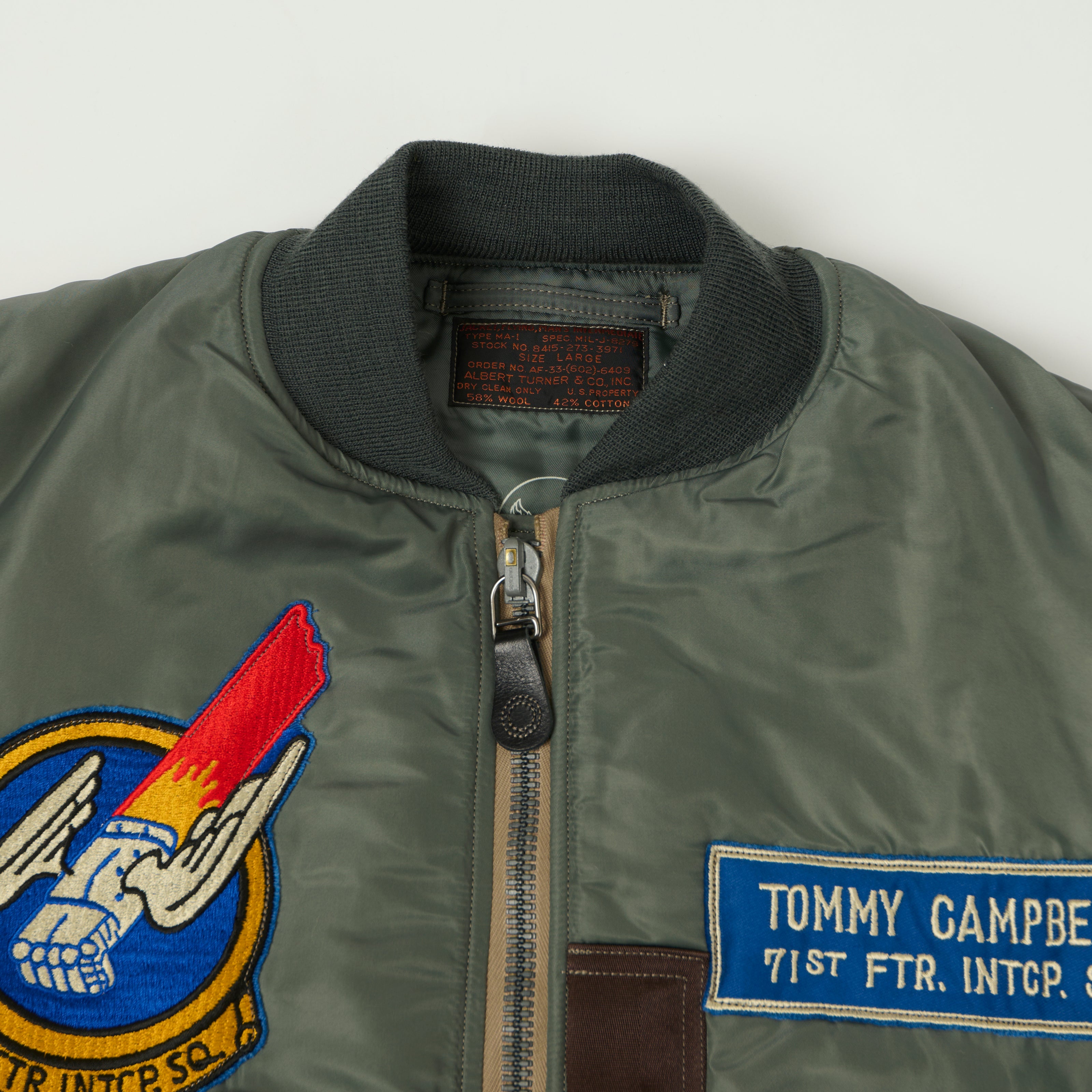 Buzz Rickson's Albert Turner MA-1 '71st Fighter Interceptor Squadron' Flight Jacket  - Olive