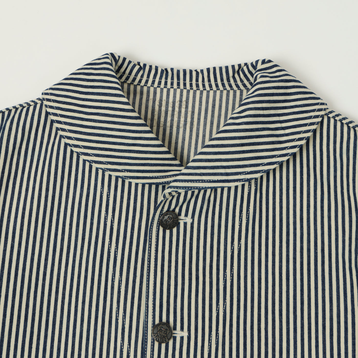 Buzz Rickson's U.S. Navy Hickory Stripe Shawl Collar Jacket - White/Blue