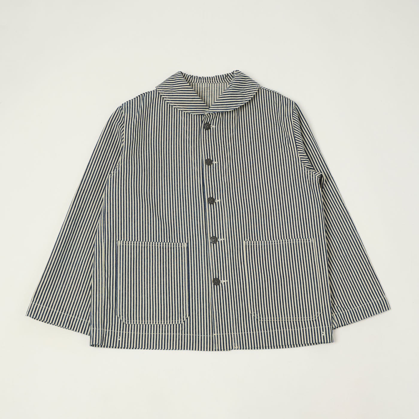 Buzz Rickson's U.S. Navy Hickory Stripe Shawl Collar Jacket - White/Blue