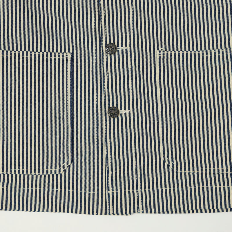 Buzz Rickson's U.S. Navy Hickory Stripe Shawl Collar Jacket - White/Blue