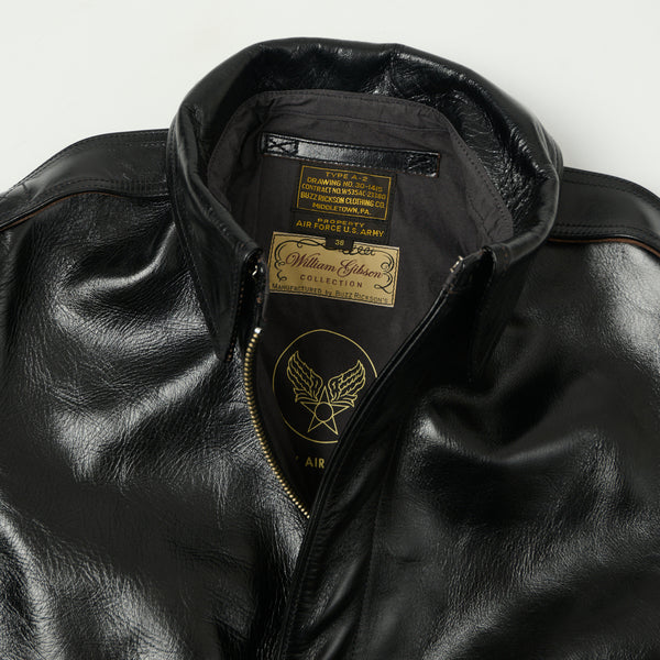 Buzz Rickson's x William Gibson A-2 Rough Wear Leather Flight Jacket - Black