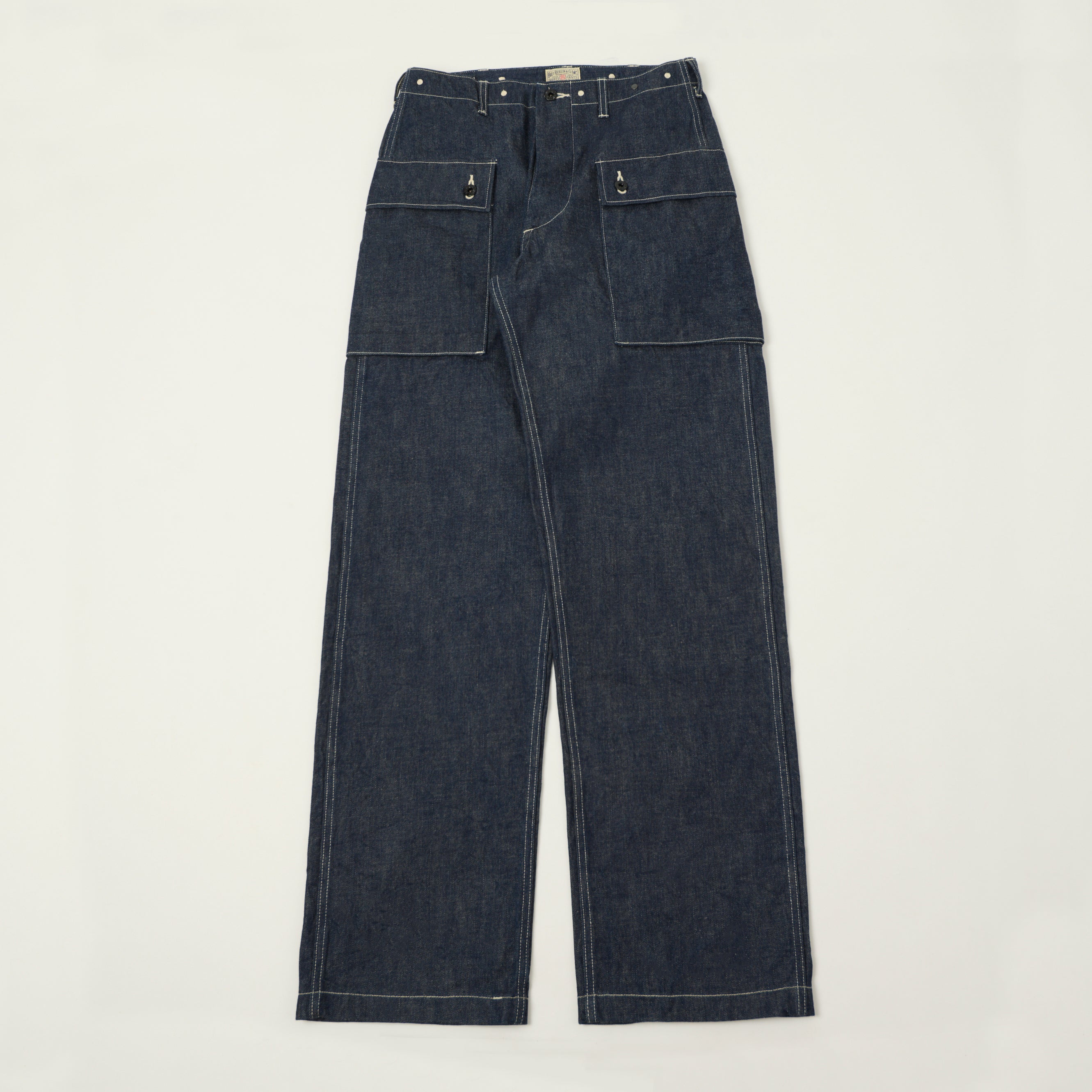 Post Overalls 'E-Z Chinois De Luxe' 8oz Denim Trousers - Deep Wash