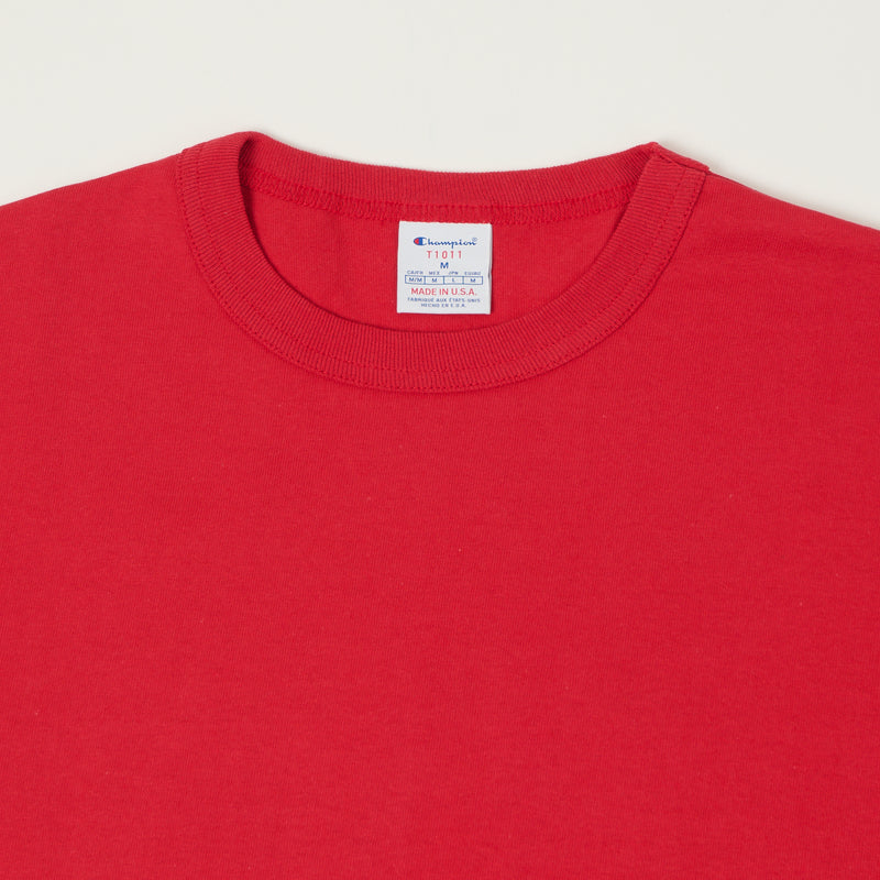 Champion Made in USA Long Sleeve Crewneck T-Shirt - Cardinal Red